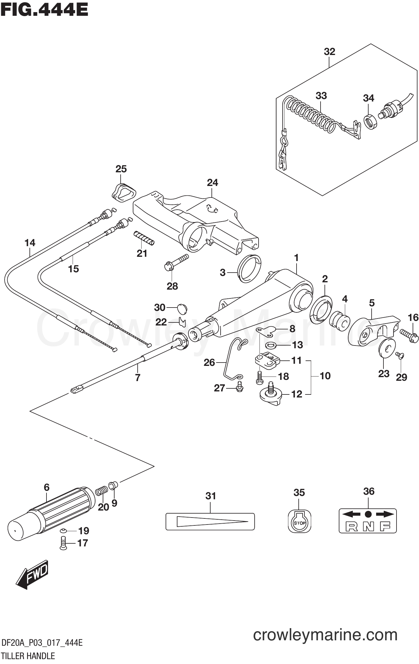 Suzuki Marine DF15A 710001~ - TILLER HANDLE (DF20A P03)