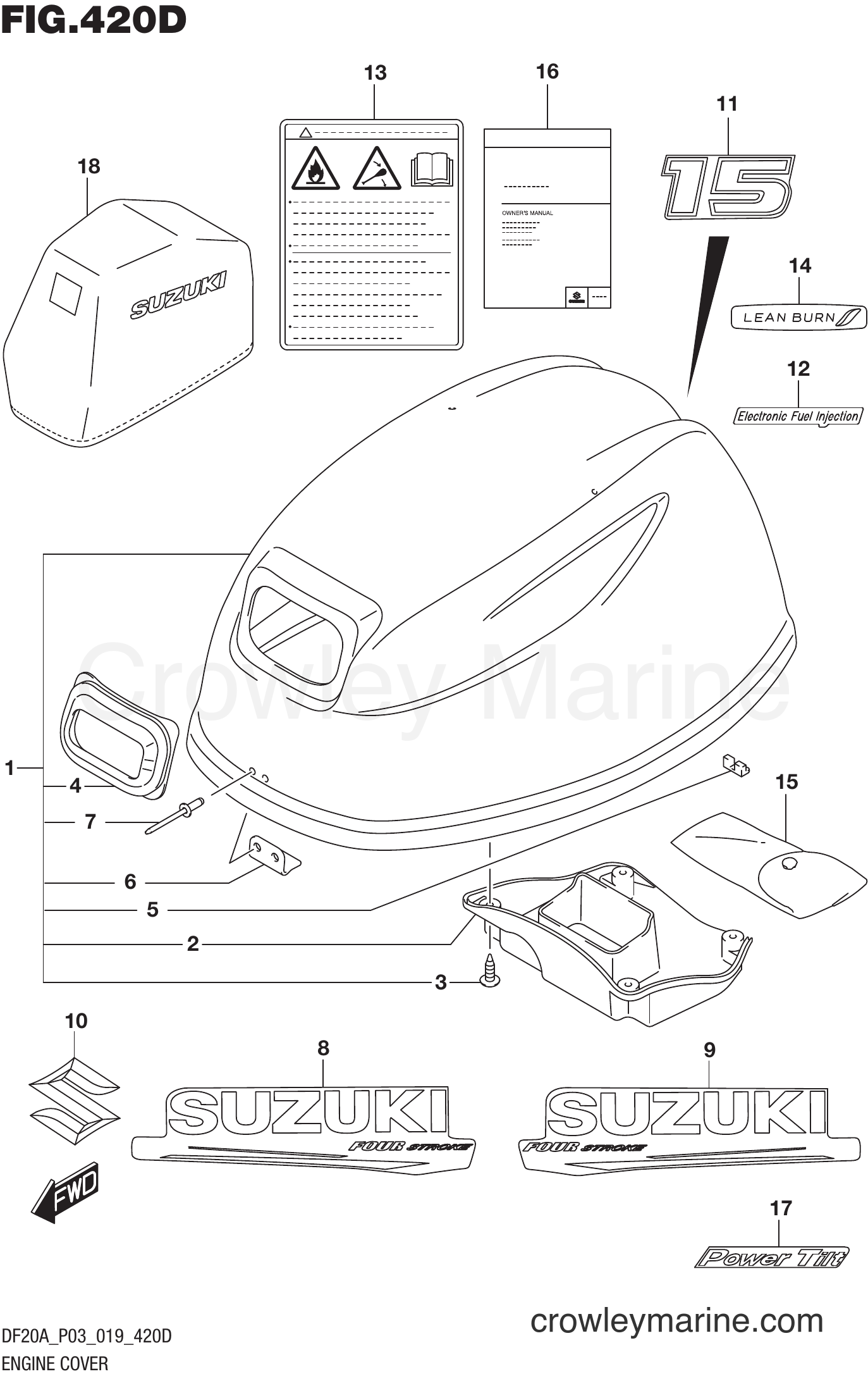 Suzuki Marine DF15A 910001~ - ENGINE COVER (DF15ATH)
