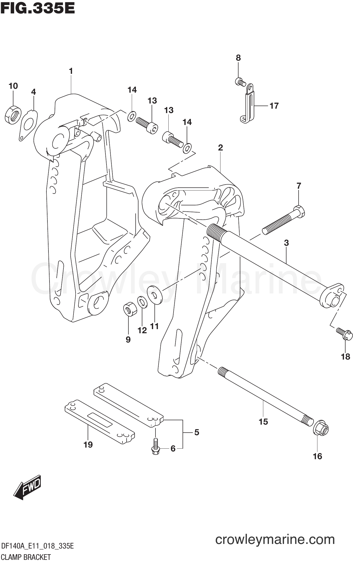Suzuki Marine DF100AT 810001~ - CLAMP BRACKET (DF140AT E11)(DF140AZ E11)