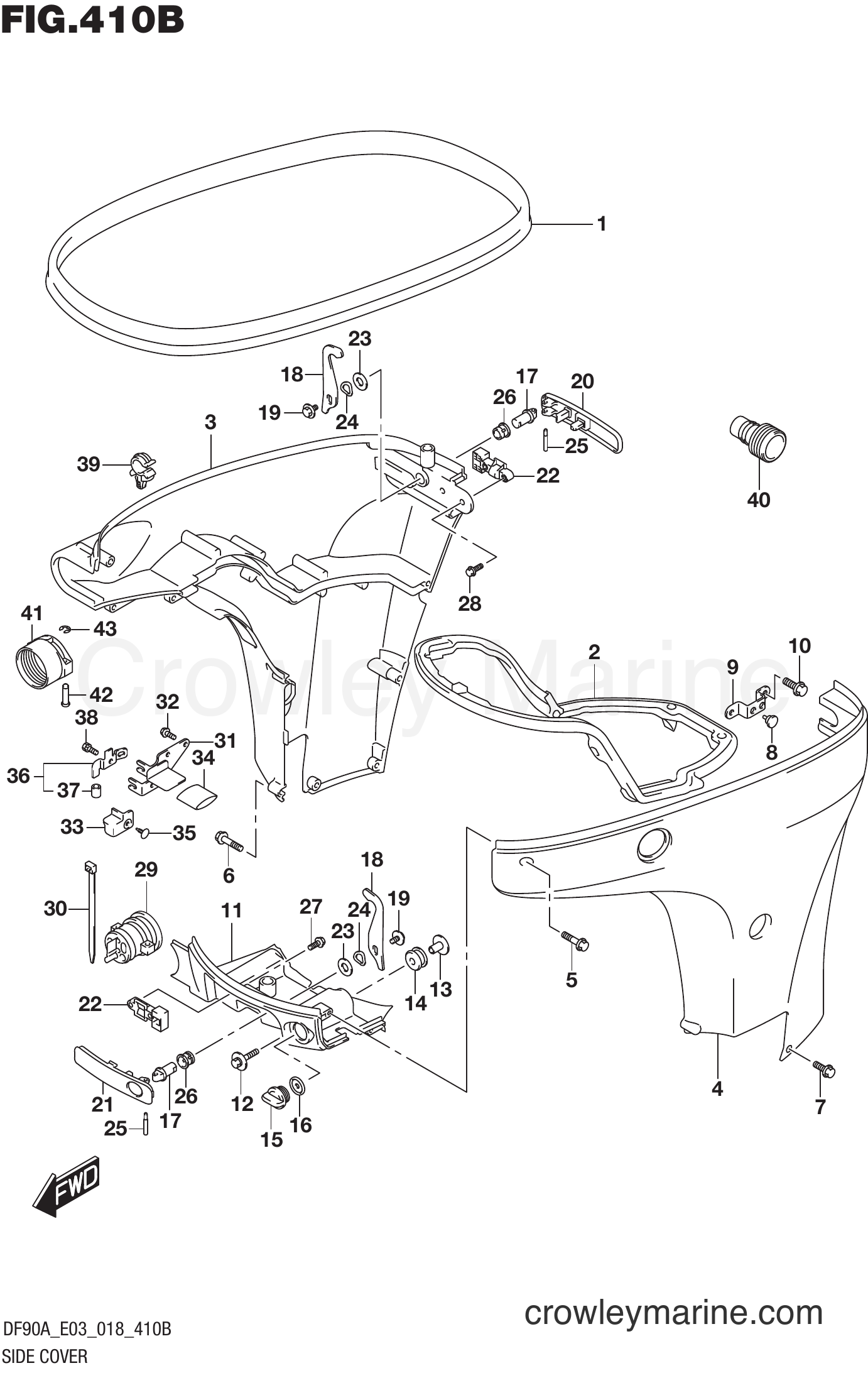 Suzuki Marine DF90A 810001~ - SIDE COVER (DF80A)
