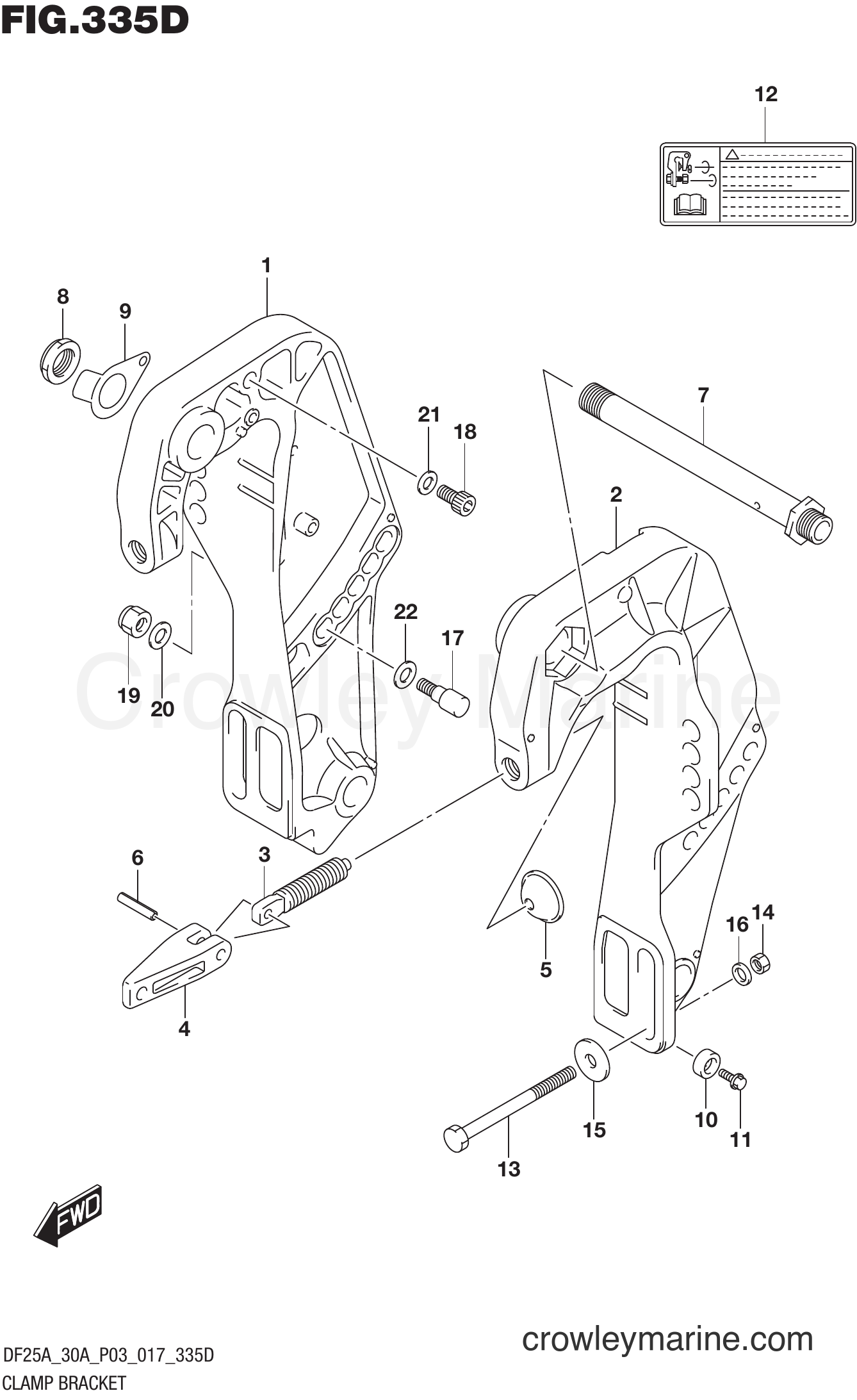 Suzuki Marine DF30A 710001~ - CLAMP BRACKET (DF25ATH P03)