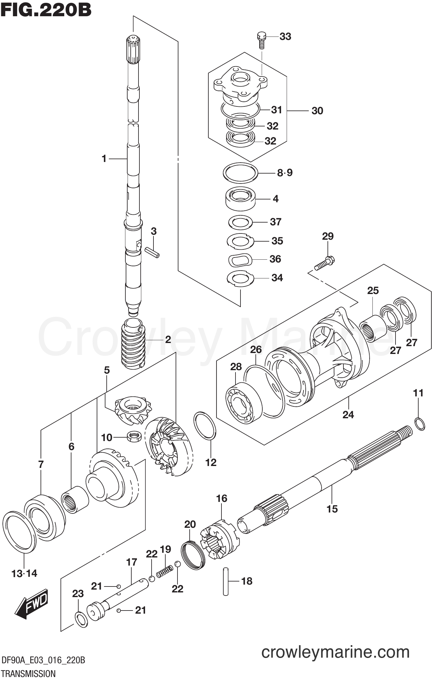 Suzuki Marine DF80A 610001~ - TRANSMISSION (DF80A E03)