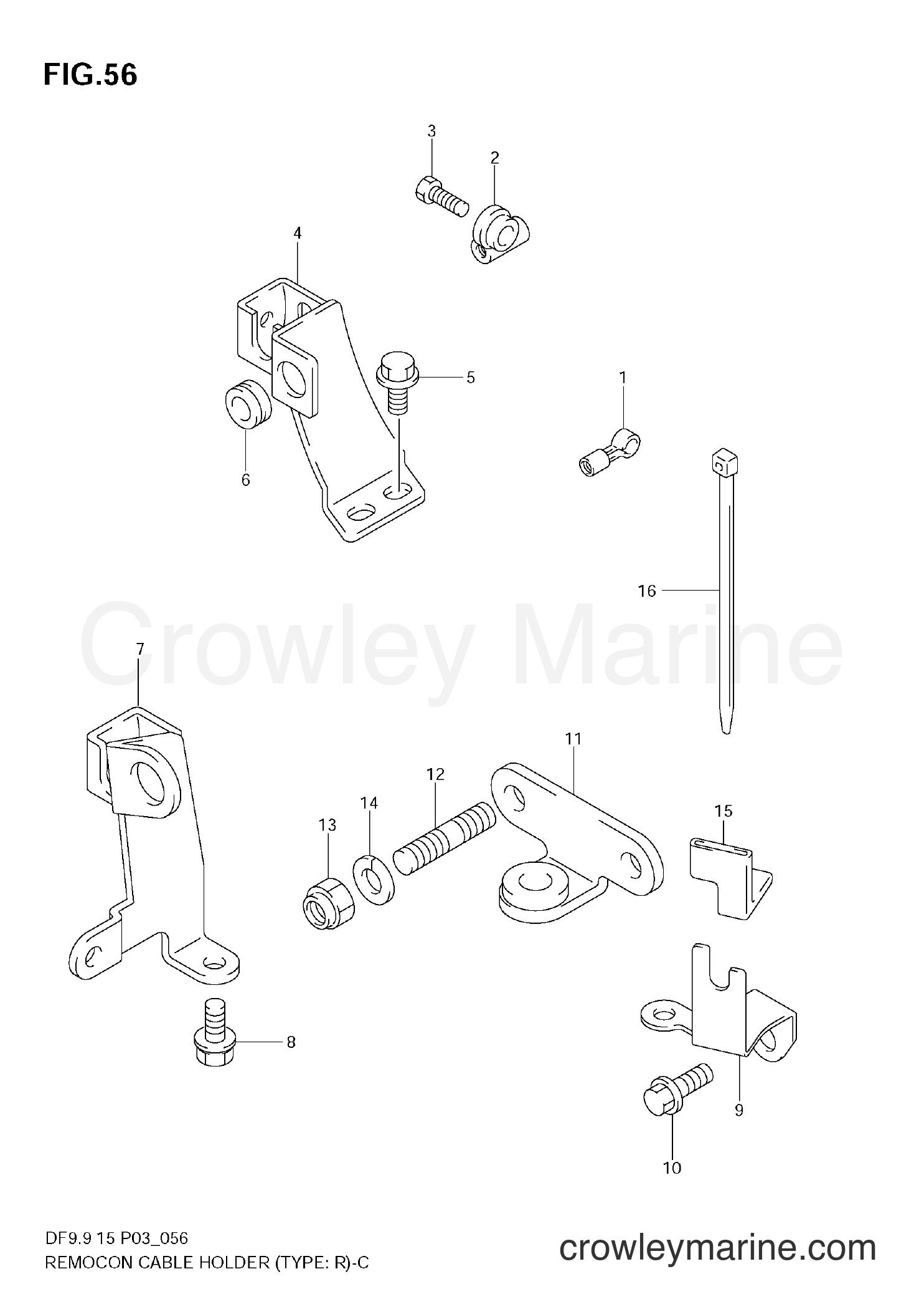 Suzuki Marine DF9.9 - REMOCON CABLE HOLDER (TYPE:R)