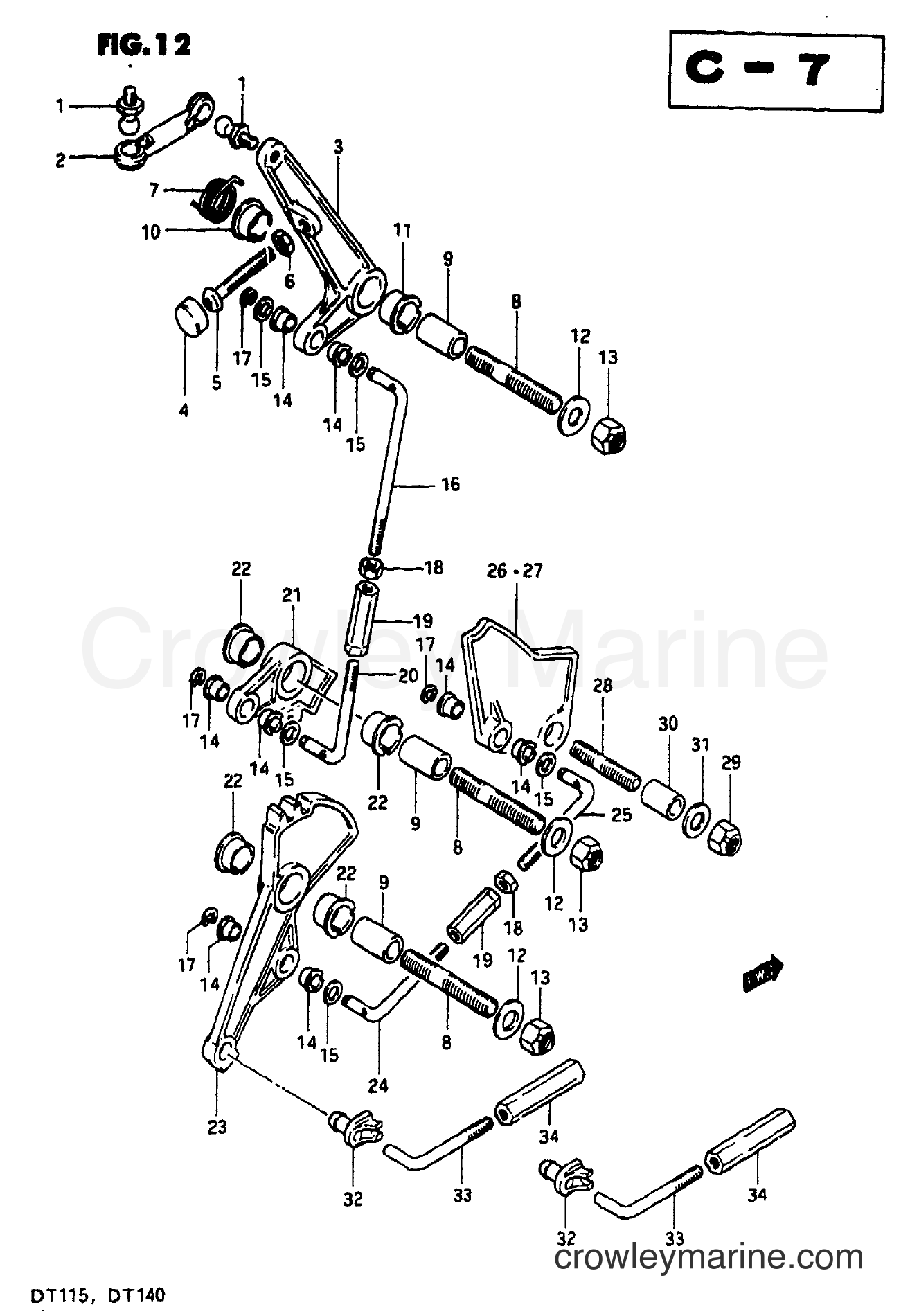 Suzuki Marine DT140 - THROTTLE LINK (MODEL J)