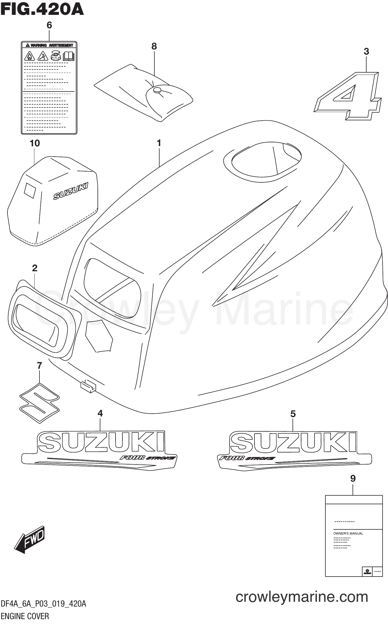 Suzuki Marine DF6A 9100011~ - ENGINE COVER (DF4A)