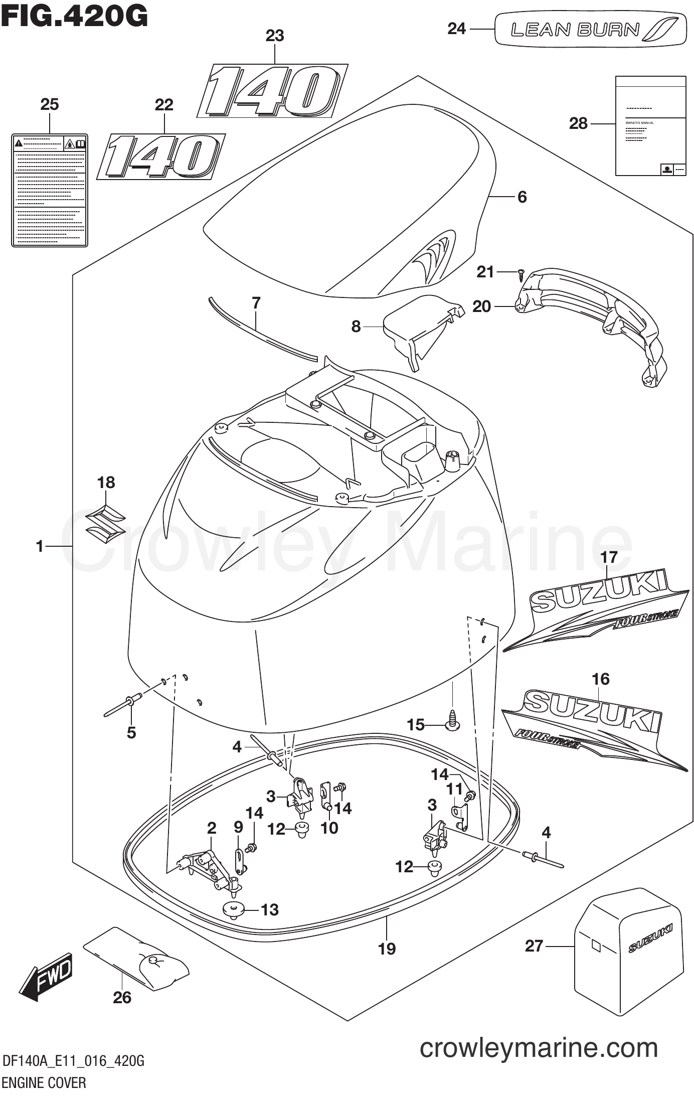 Suzuki Marine DF115AST 610001~ - ENGINE COVER (DF140AT E40)