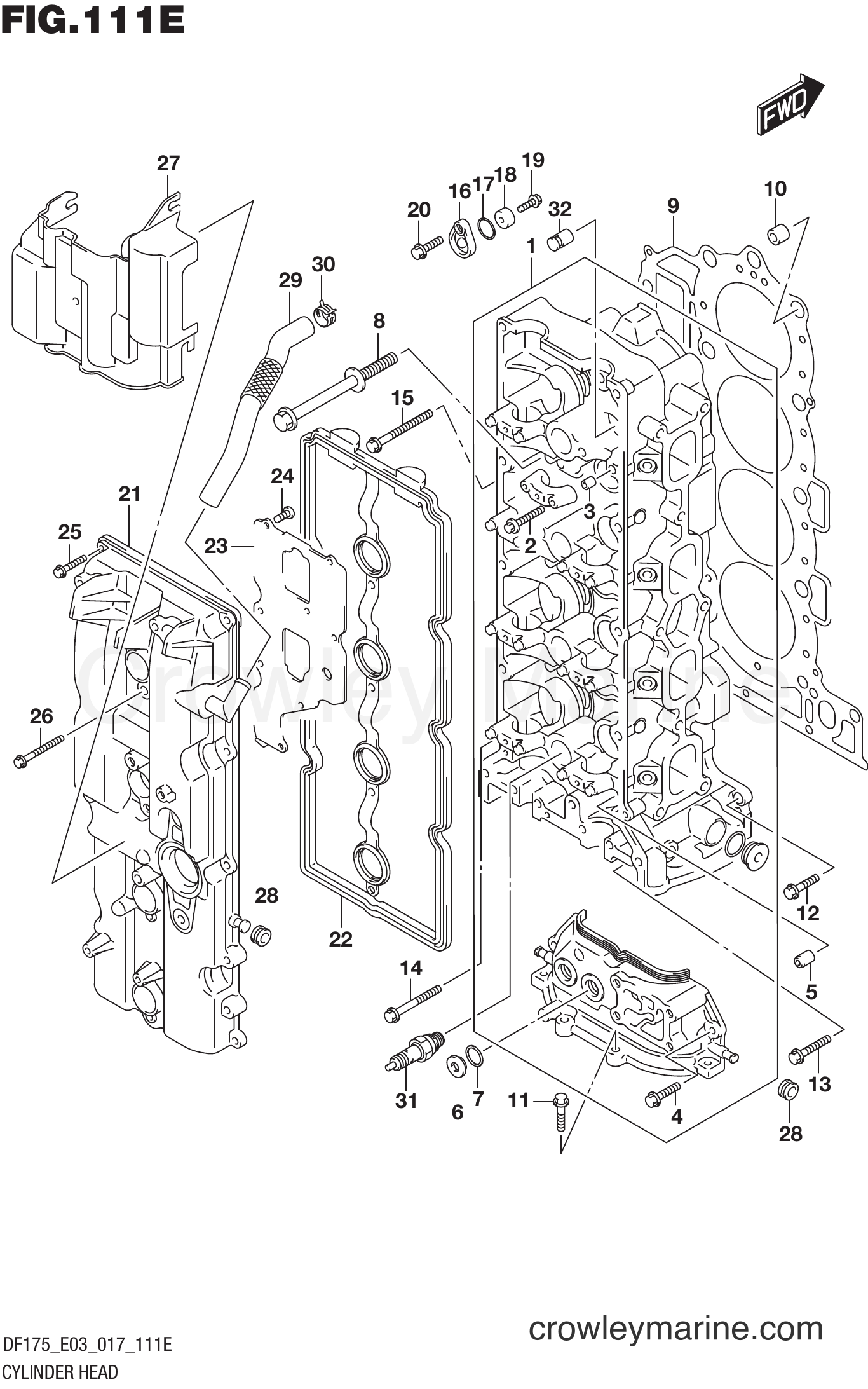 Suzuki Marine DF150T 710001~ - CYLINDER HEAD (DF150ST E03)