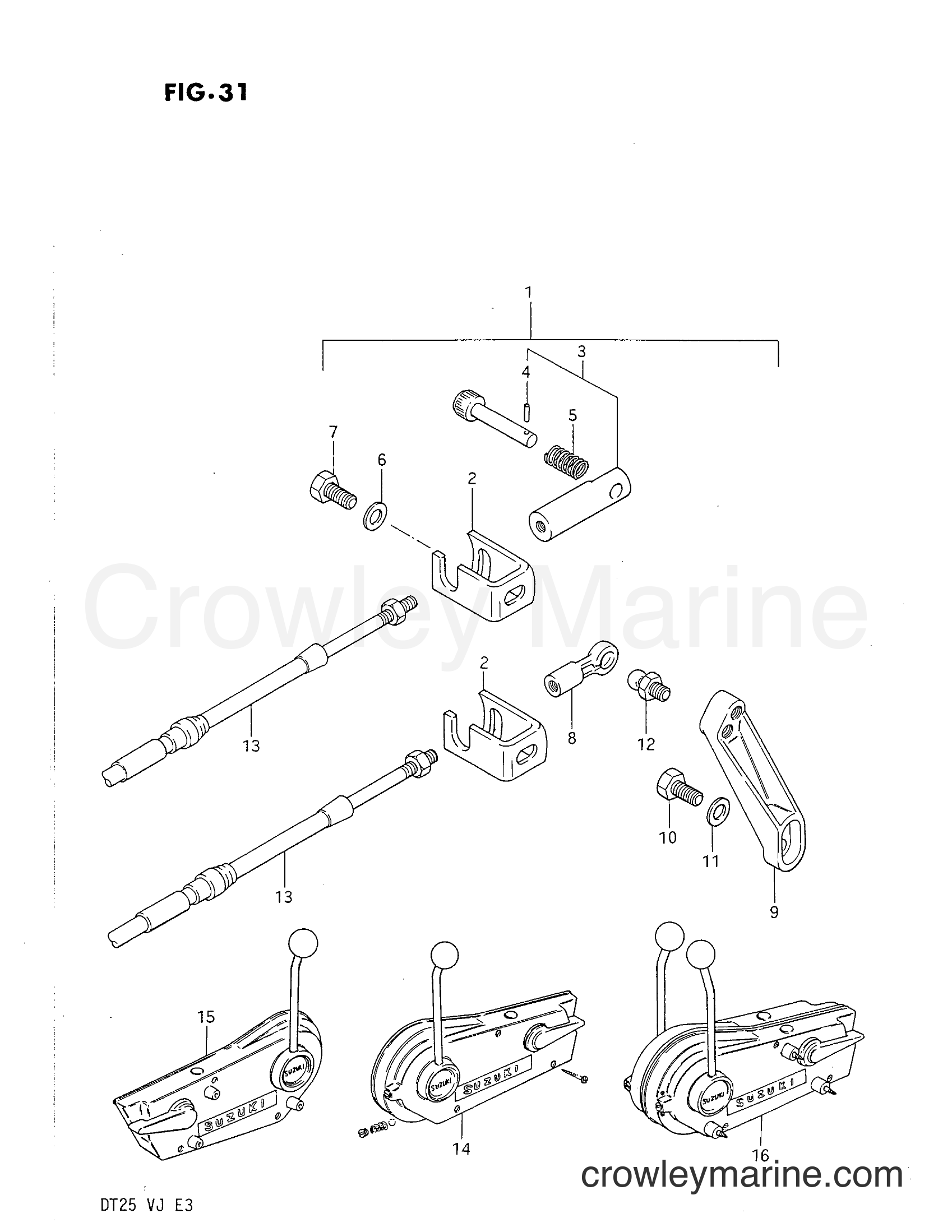 Suzuki Marine DT25 - OPTIONAL : REMOTE CONTROL PARTS