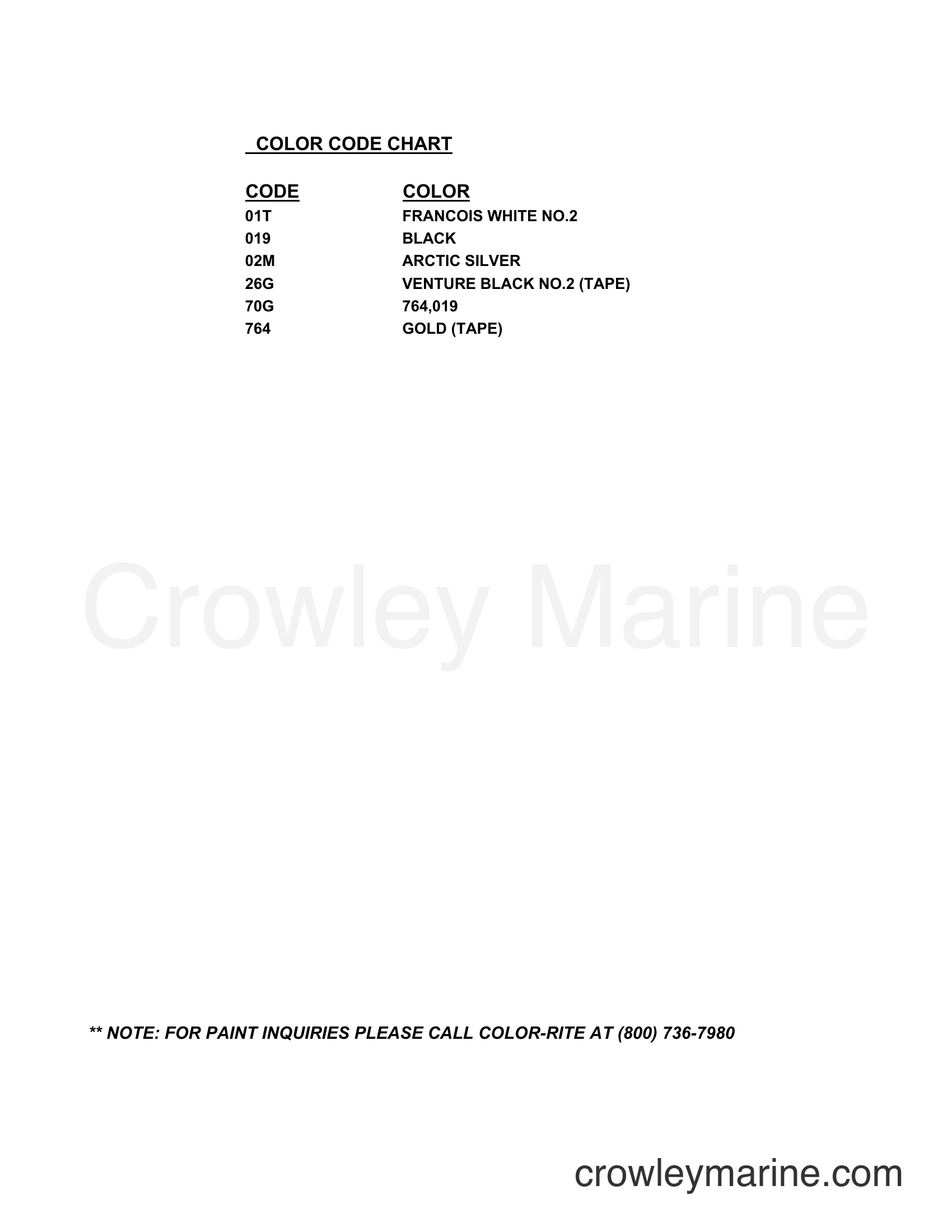 Suzuki Marine DT30 - COLOR CHART