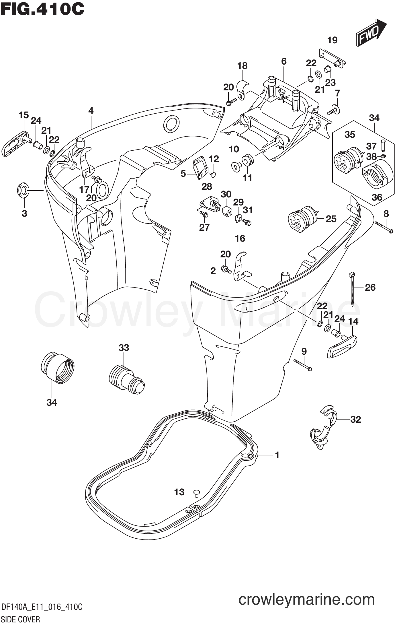 Suzuki Marine DF115AZ 610001~ - SIDE COVER (DF115AT E40)