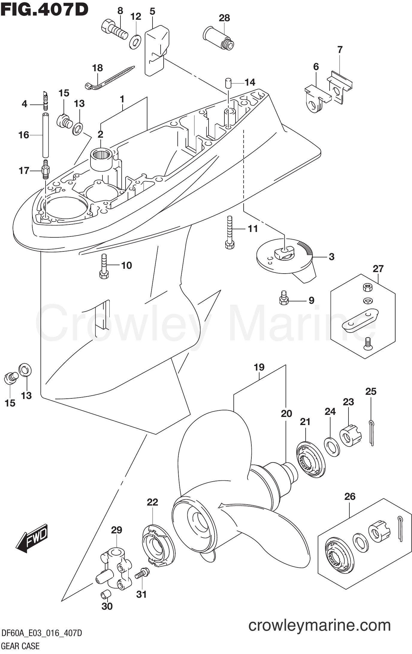 Suzuki Marine DF50AVT 610001~ - GEAR CASE (DF50AVT E03)