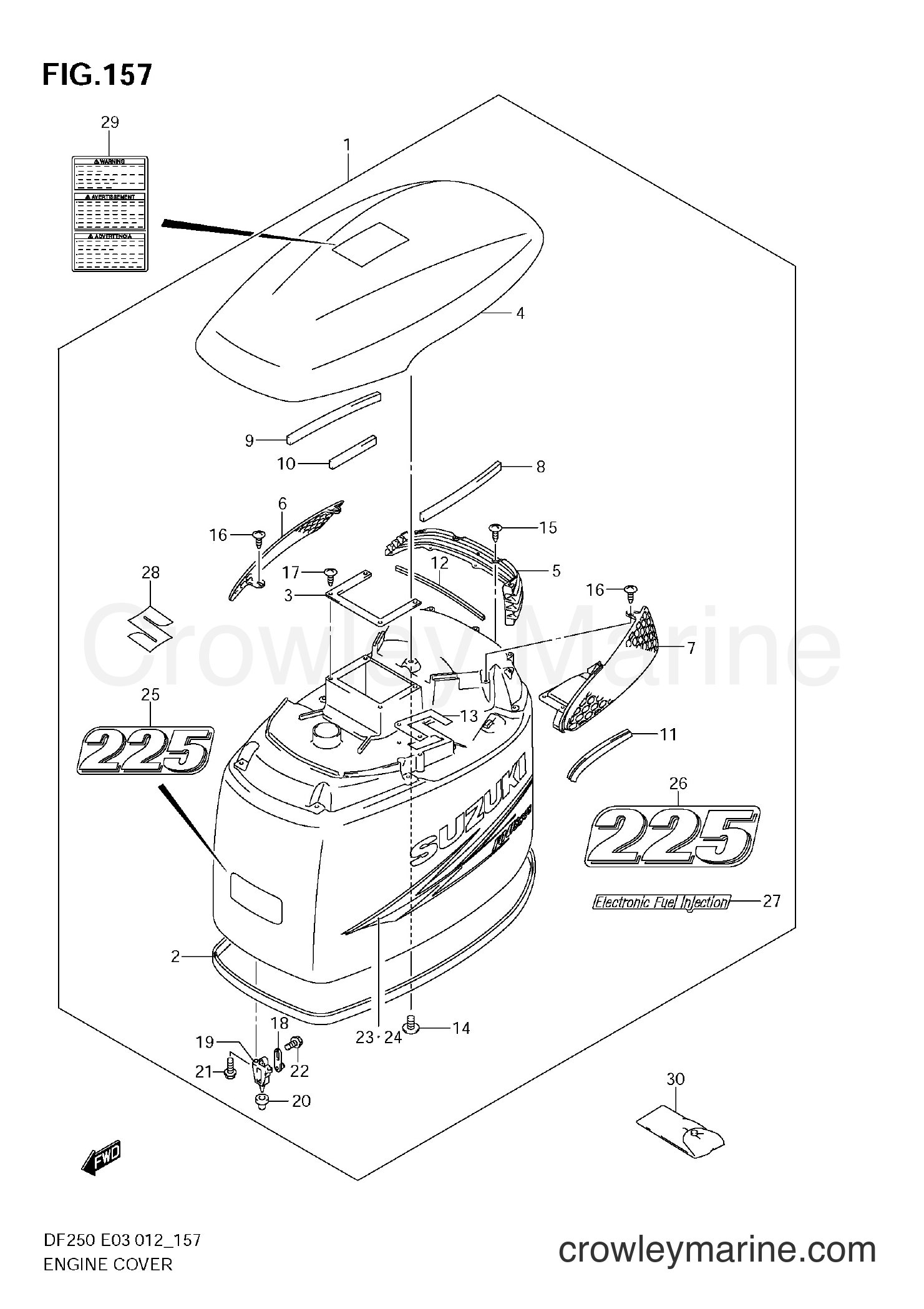 Suzuki Marine DF250 210001~ - ENGINE COVER (DF225T E3)