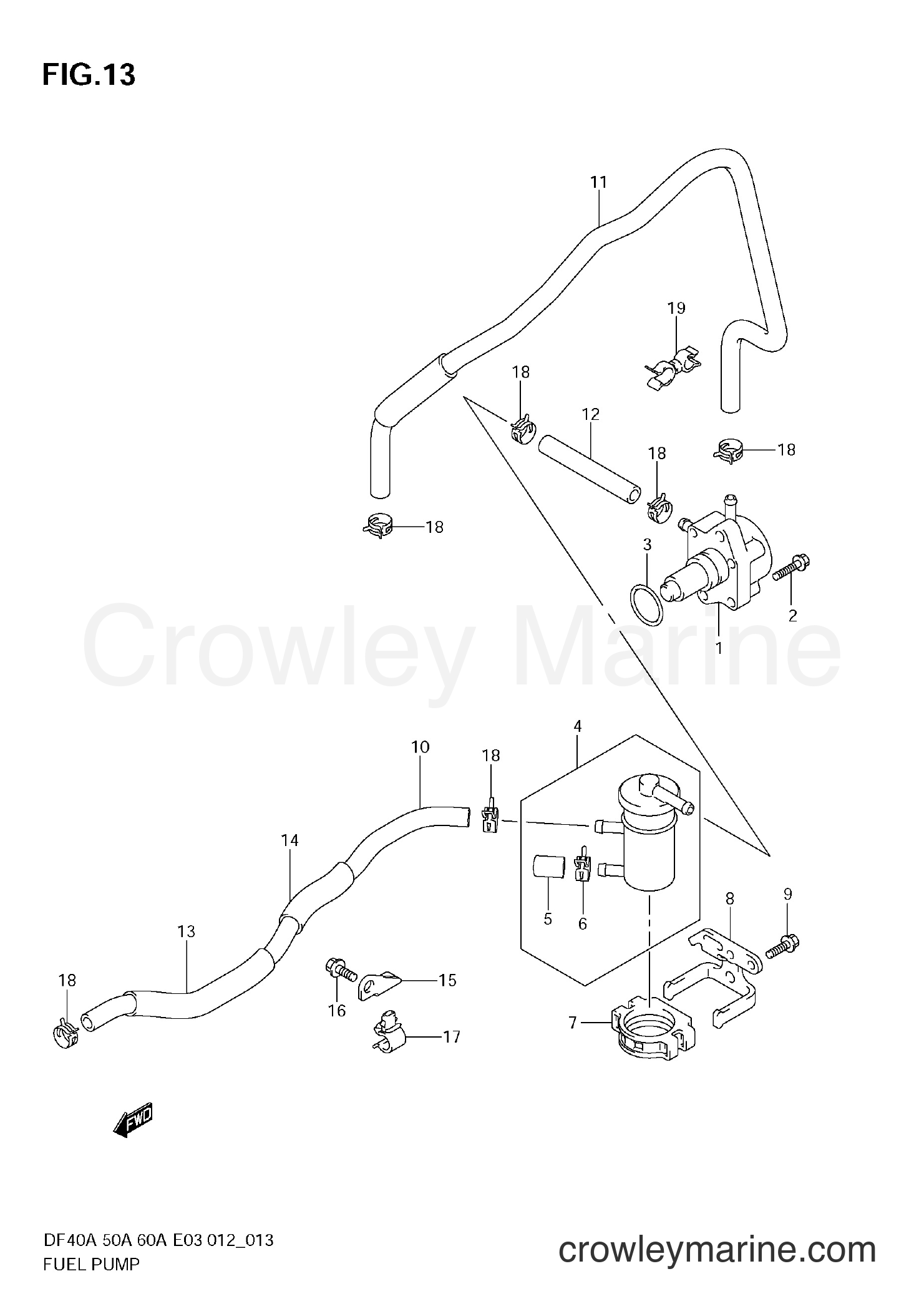 Suzuki Marine DF60A 210001~ - FUEL PUMP (DF50A E3)
