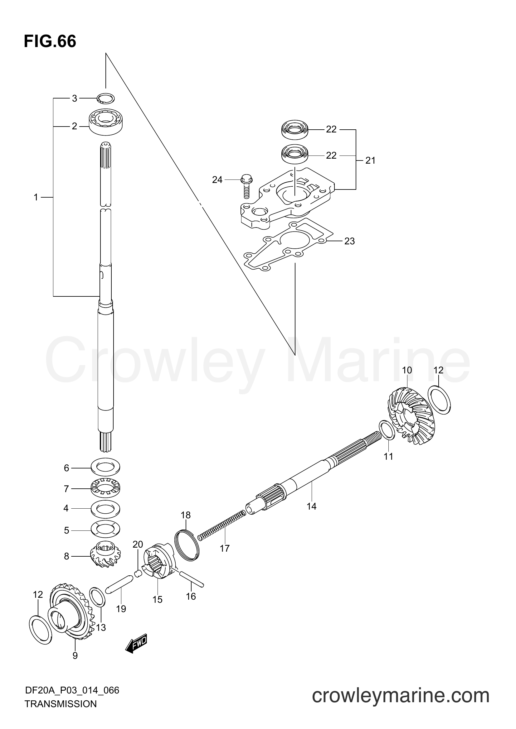 Suzuki Marine DF15A 02002F-410001~ - TRANSMISSION (DF20AR P03)
