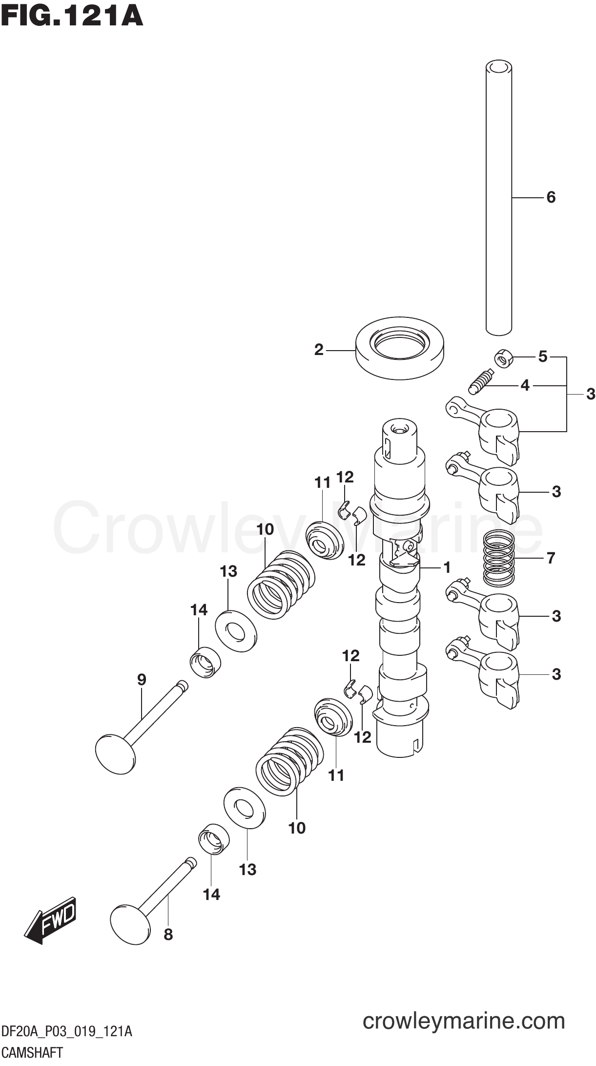 Suzuki Marine DF15ATH 910001~ - CAMSHAFT (MANUAL STARTER)
