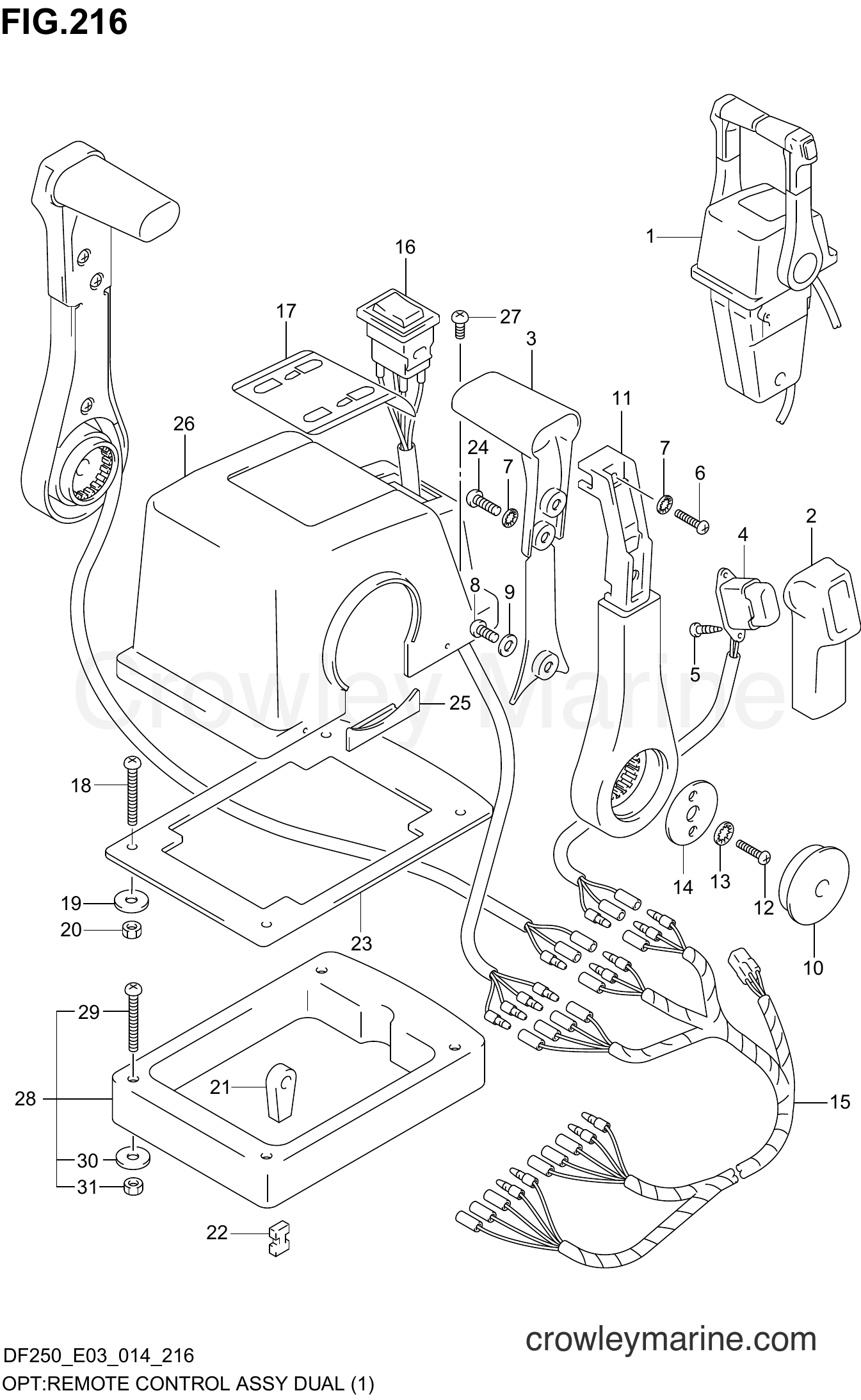 Suzuki Marine DF250 410001~ - OPT:REMOTE CONTROL ASSY DUAL (1)