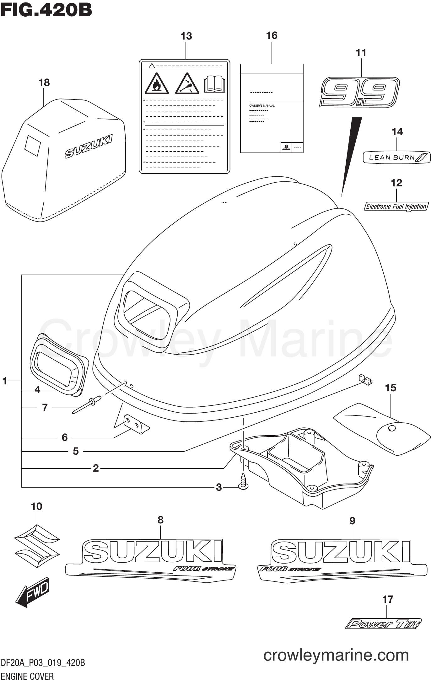 Suzuki Marine DF9.9BTH 910001~ - ENGINE COVER (DF9.9BT)(DF9.9BTH)