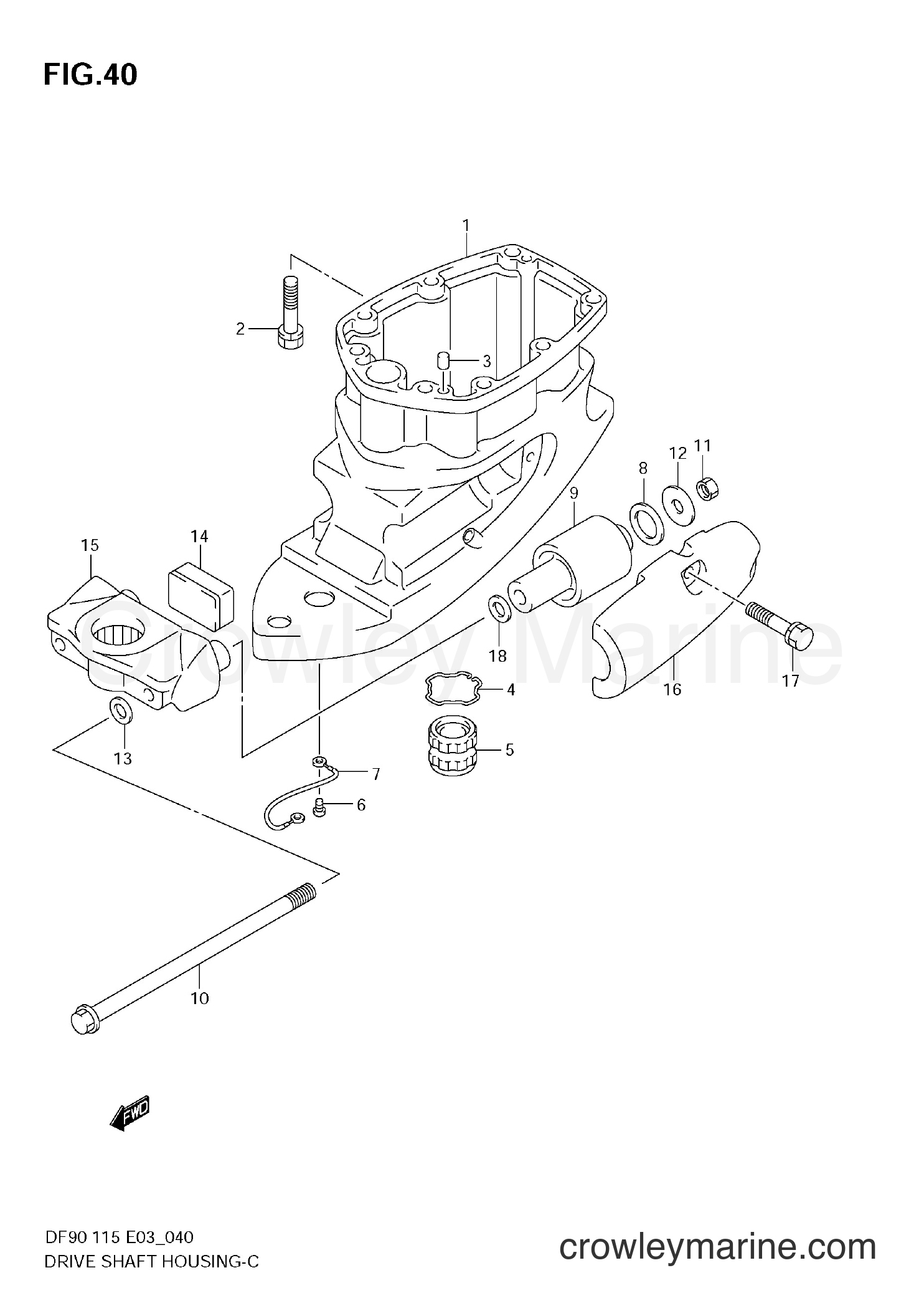 DRIVE SHAFT HOUSING - 2002 Four-Stroke Outboard 90 DF90 | Crowley