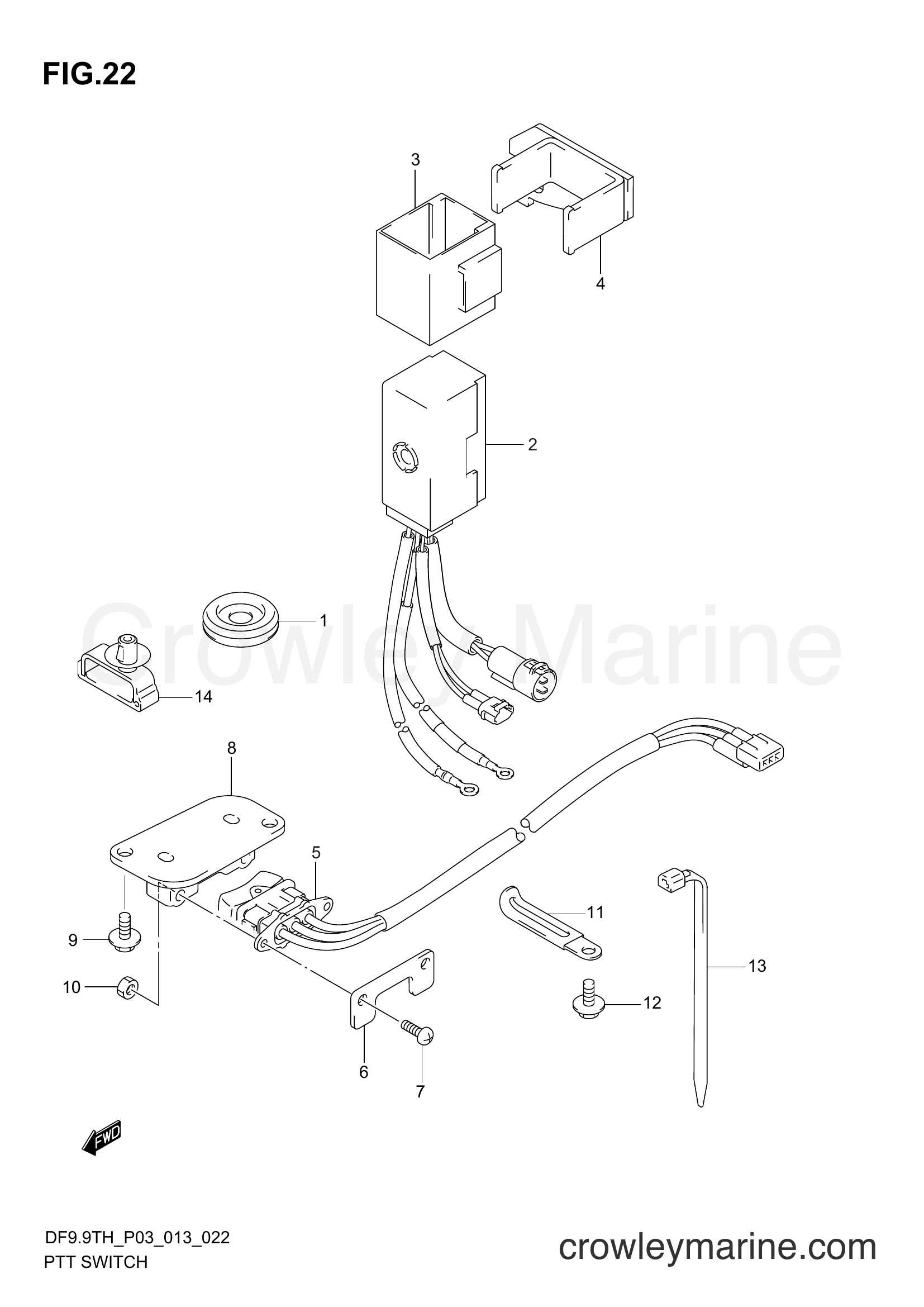 Suzuki Marine DF9.9TH 00993F-310001~ - PTT SWITCH