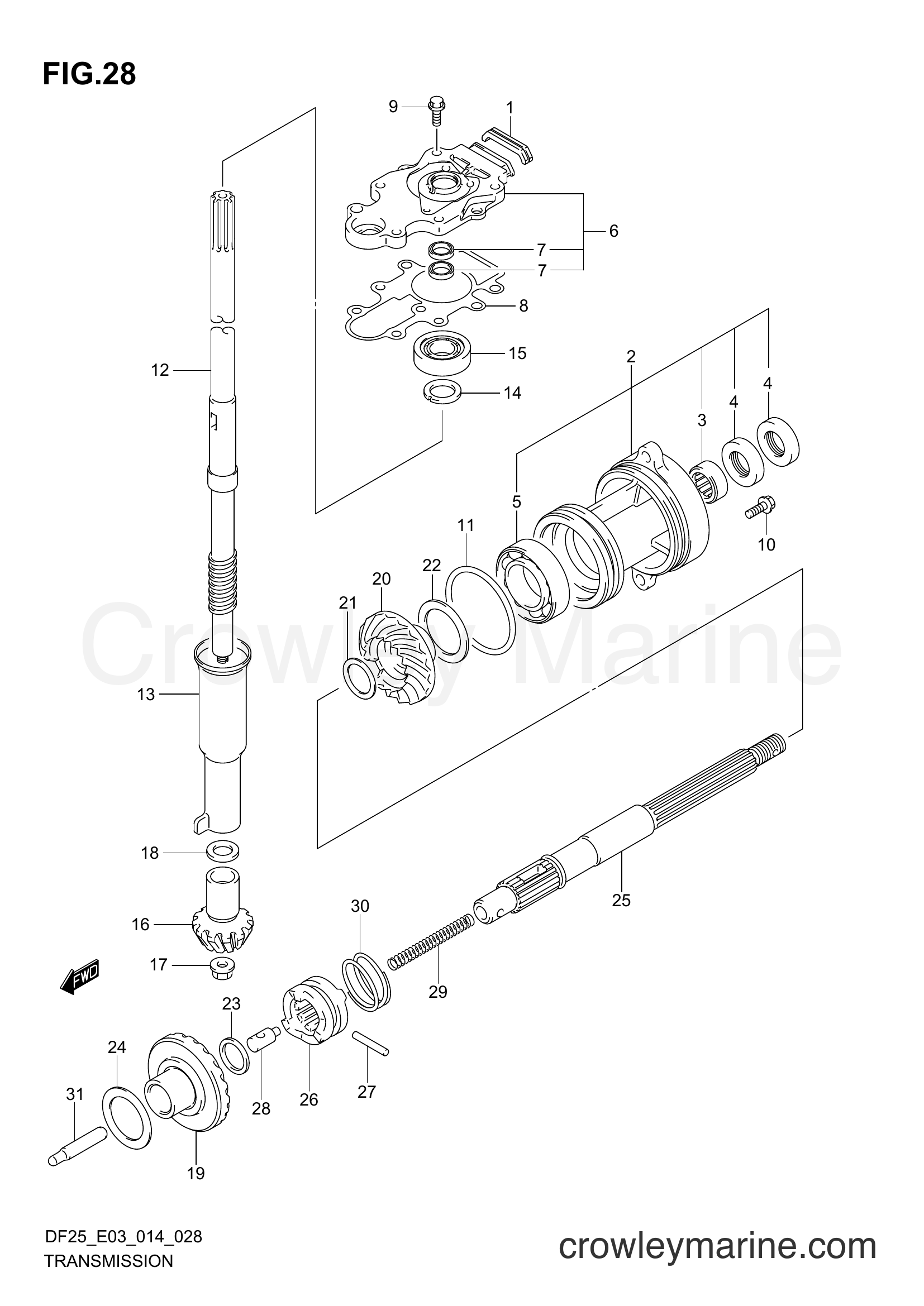 Suzuki Marine DF25 02503F-410001~ - TRANSMISSION (DF25 E03)