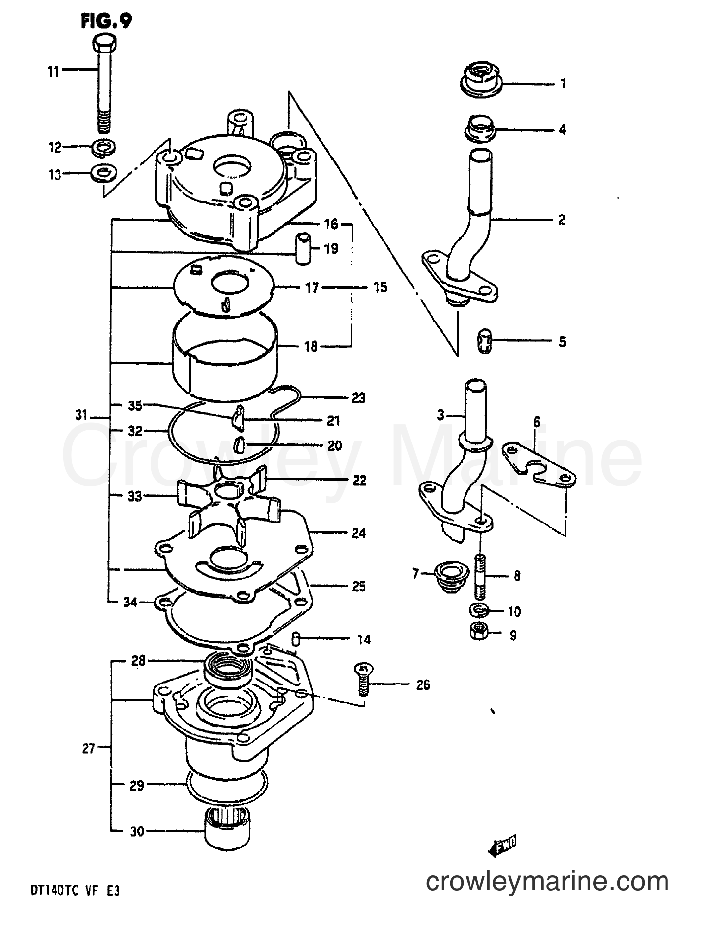 WATER PUMP 1983 TwoStroke Outboard 140 DT140 Crowley Marine