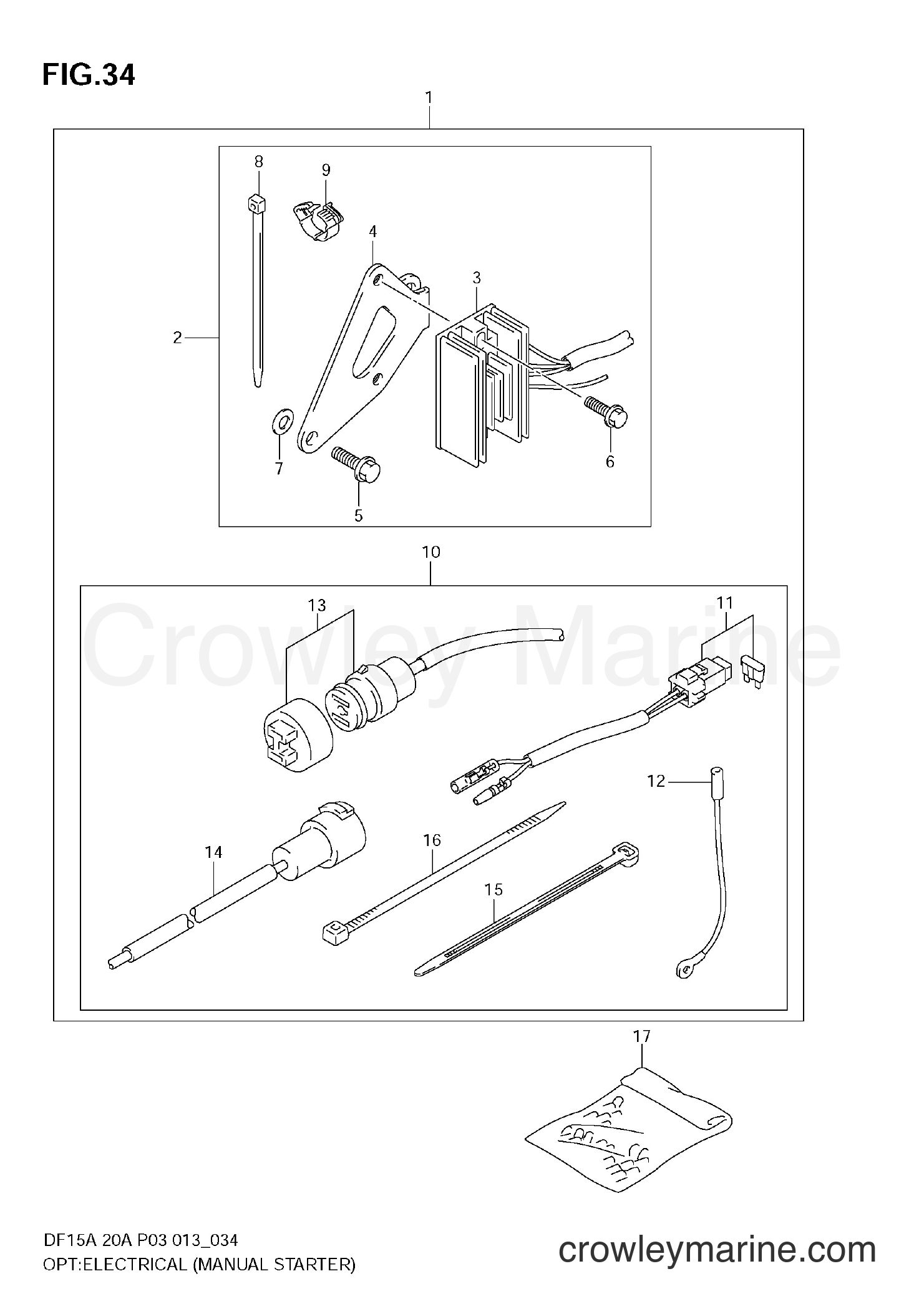Suzuki Marine DF20A 02002F-310001~ - OPT:ELECTRICAL (MANUAL STARTER)
