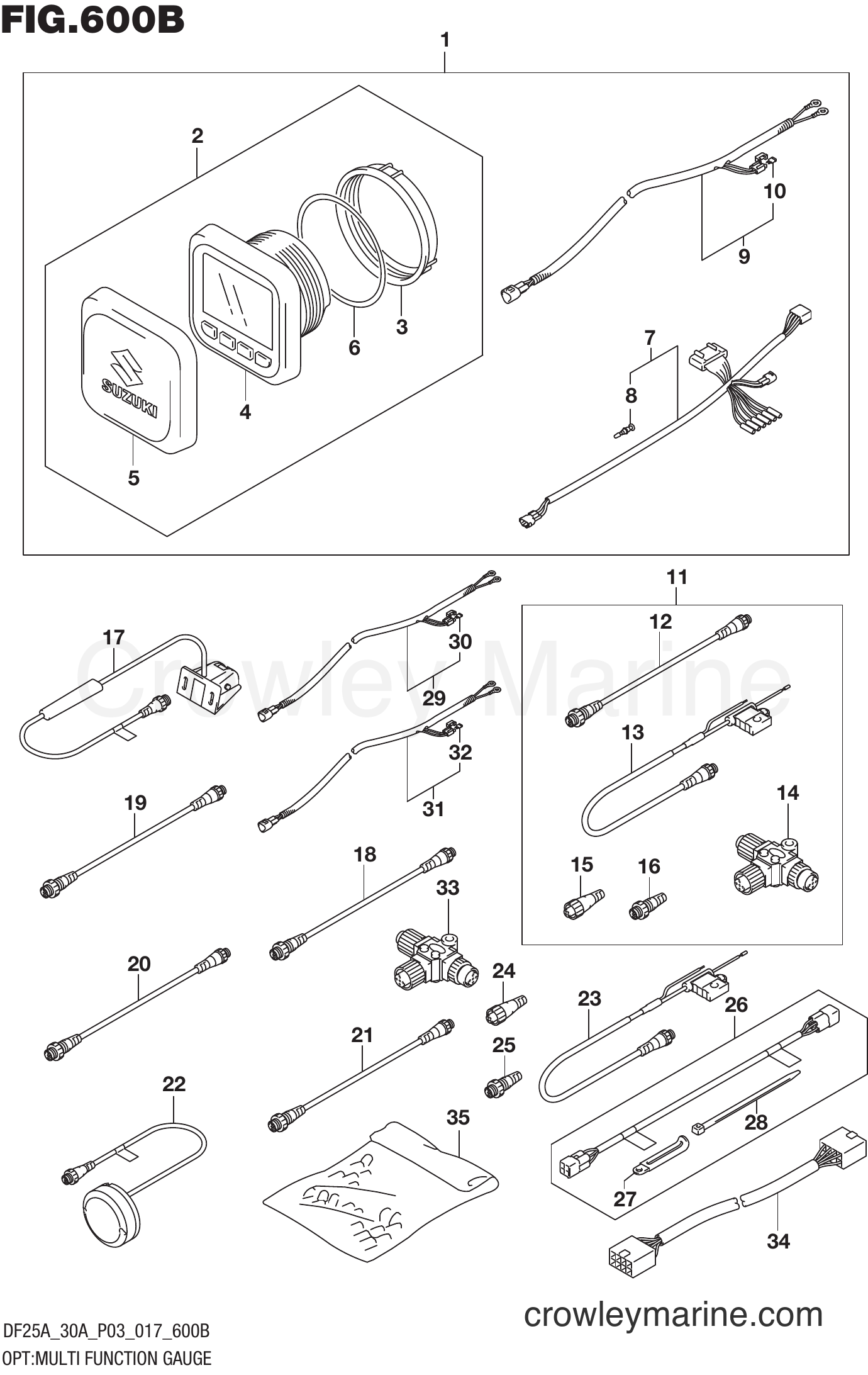 Suzuki Marine DF30A 710001~ - OPT:MULTI FUNCTION GAUGE (DF25AT P03)