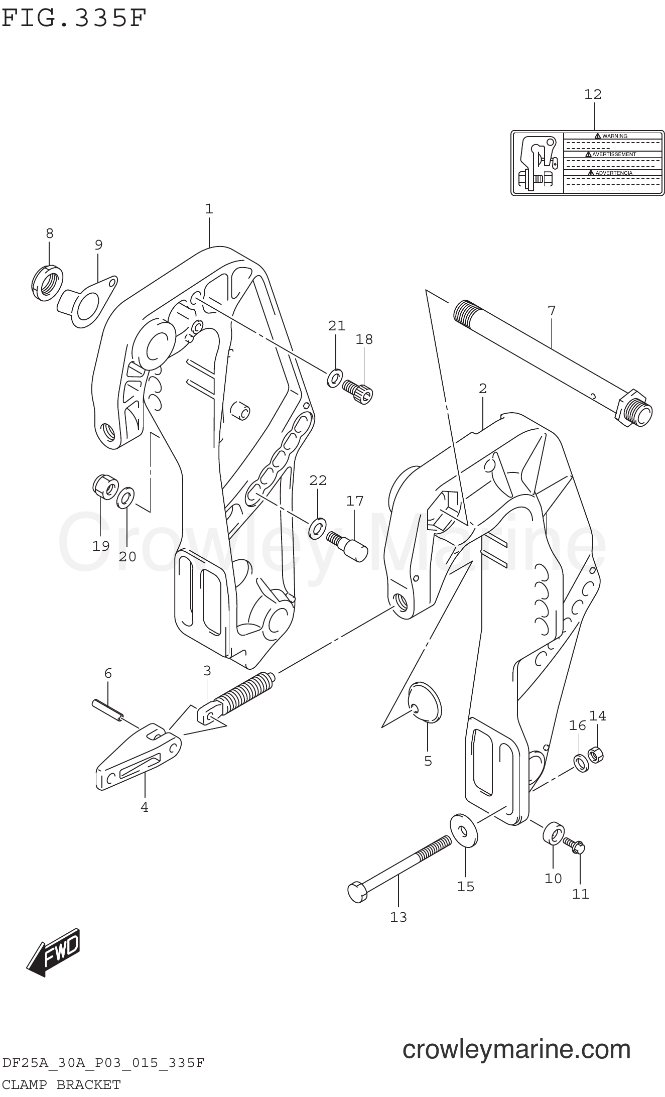 Suzuki Marine DF30AT 510001~ - CLAMP BRACKET (DF30ATH P03)