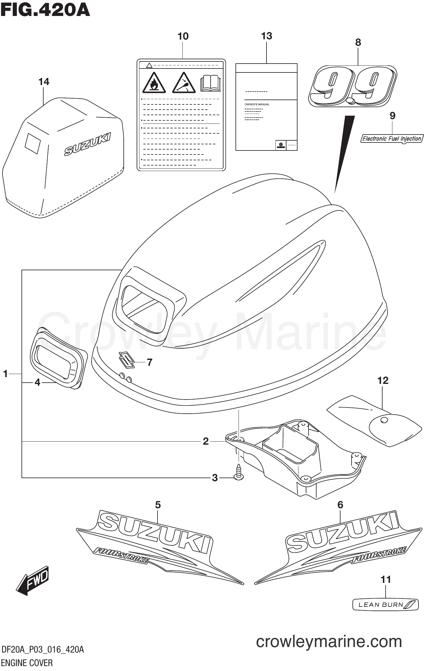 Suzuki Marine DF9.9B 610001~ - ENGINE COVER (DF9.9B P03)