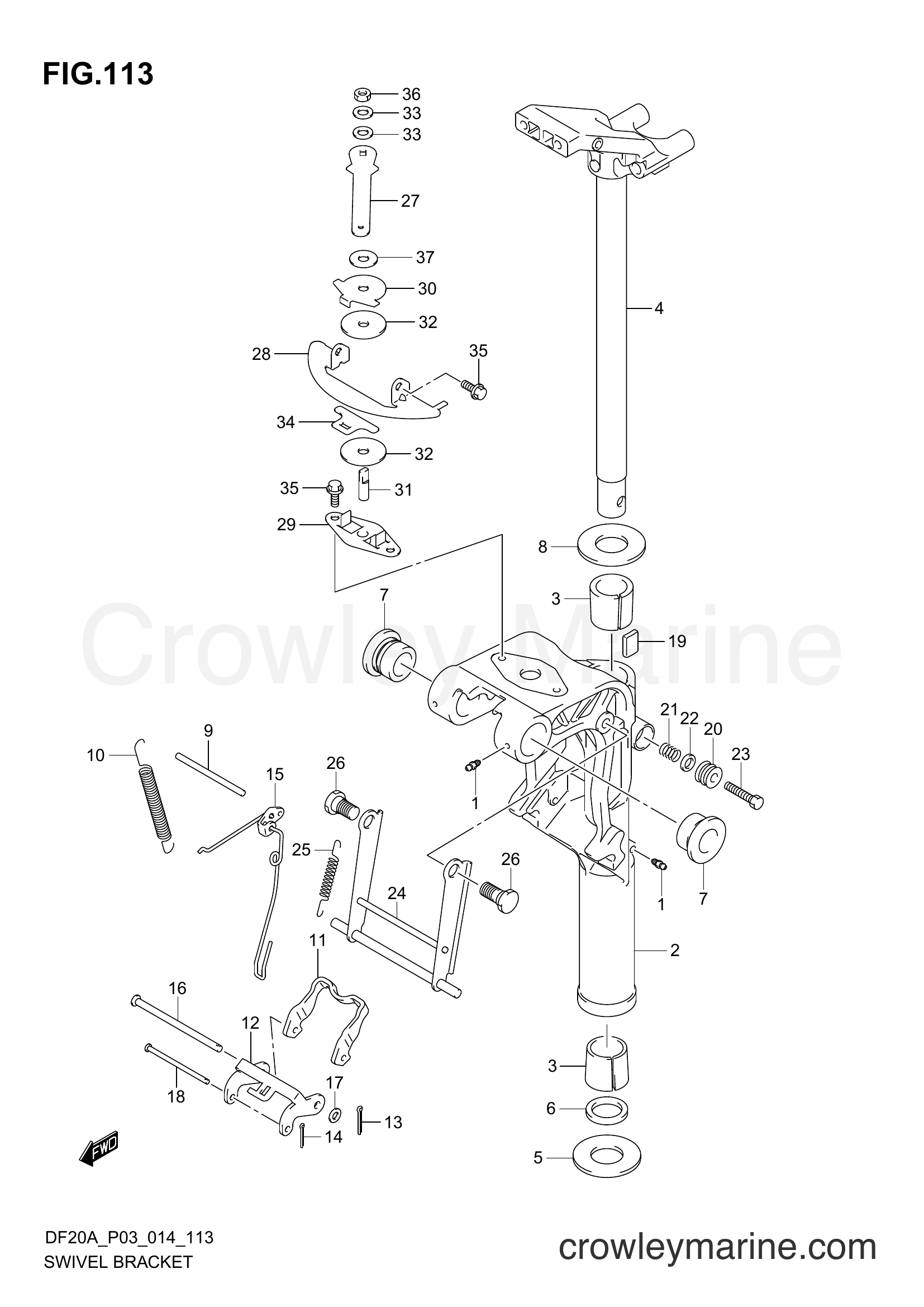 Suzuki Marine DF20A 02002F-410001~ - SWIVEL BRACKET (DF9,9B P03)