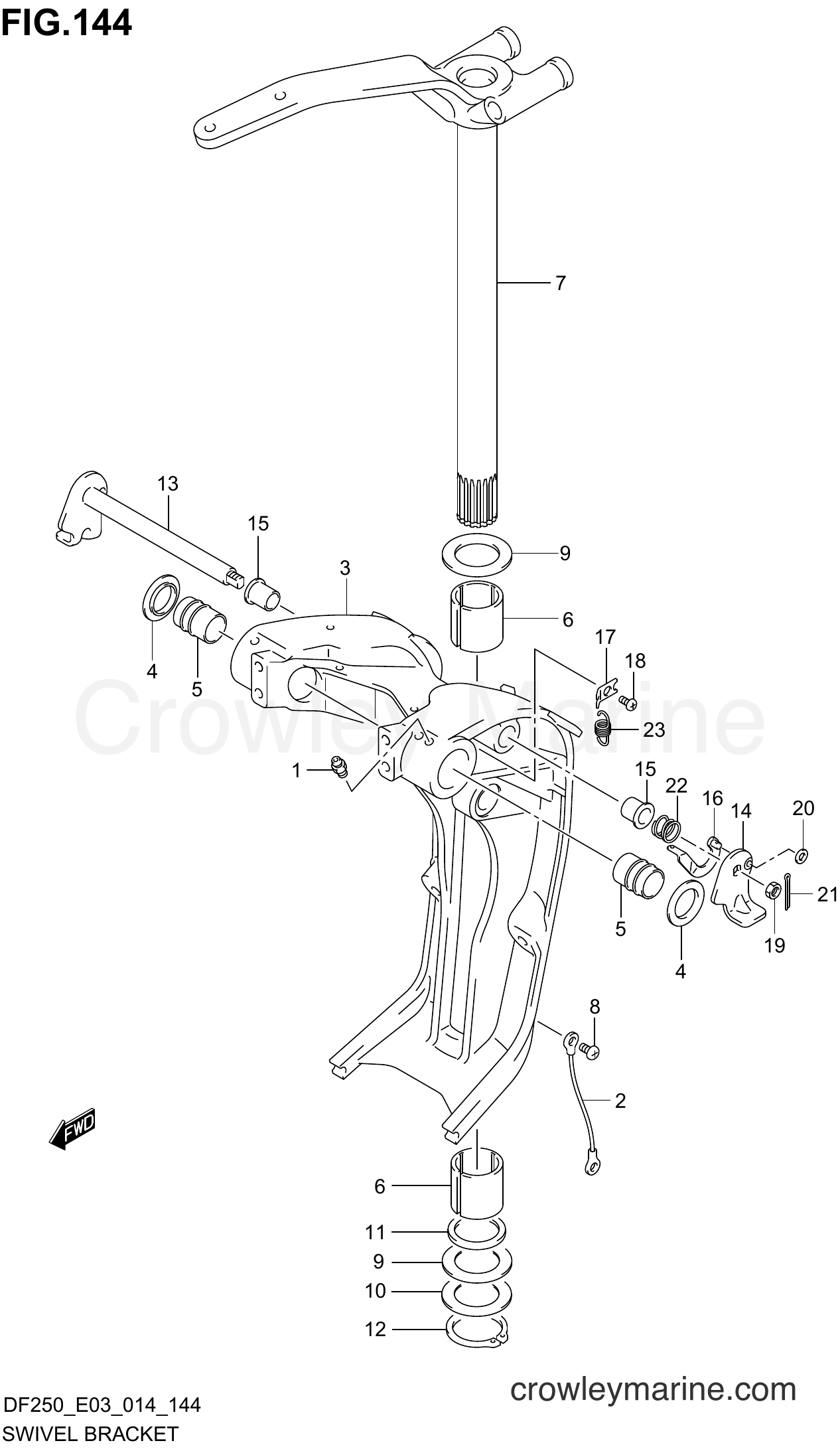 Suzuki Marine DF250 410001~ - SWIVEL BRACKET TRANSOM(X) (DF200Z E03)