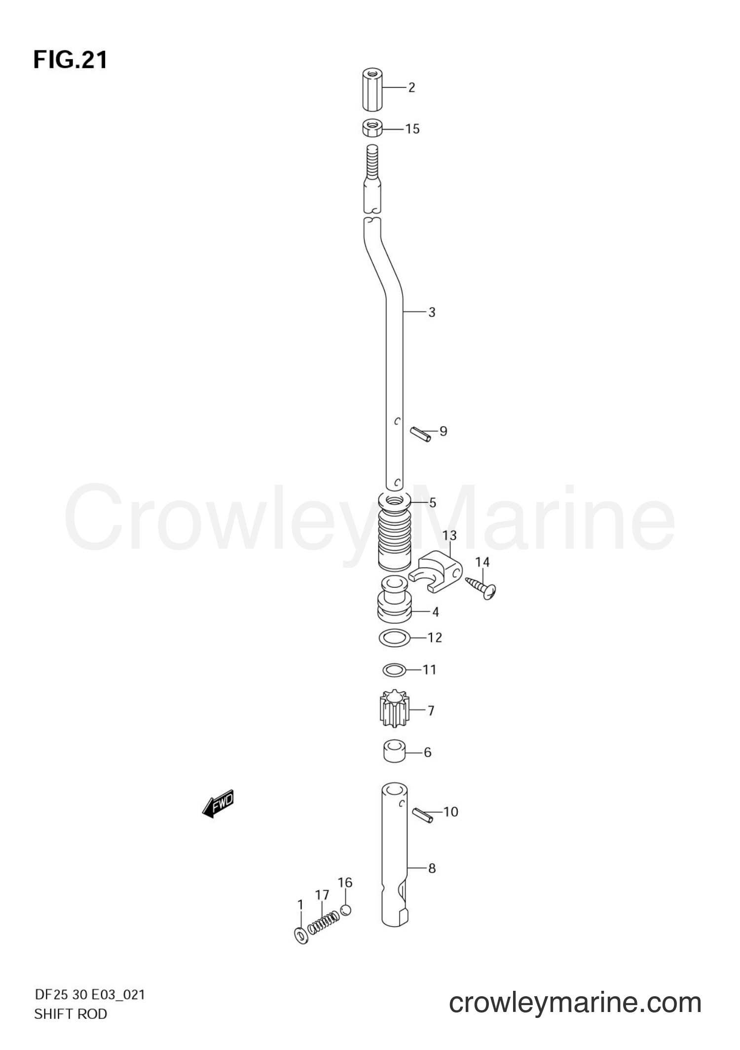 Suzuki Marine DF25 - SHIFT ROD