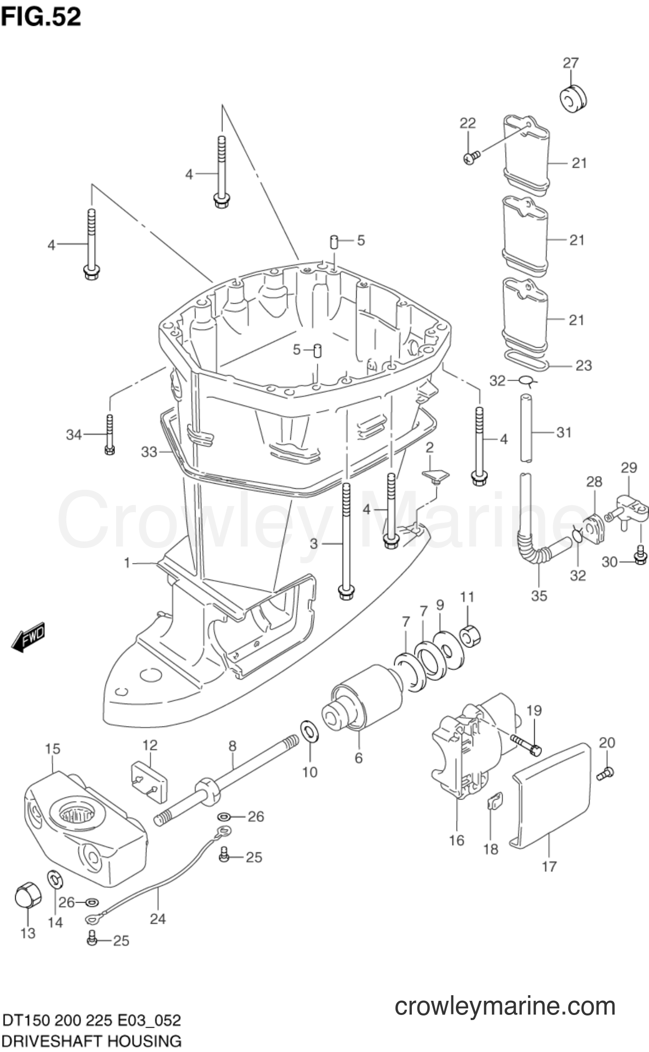 Suzuki Marine DT225G - DRIVESHAFT HOUSING