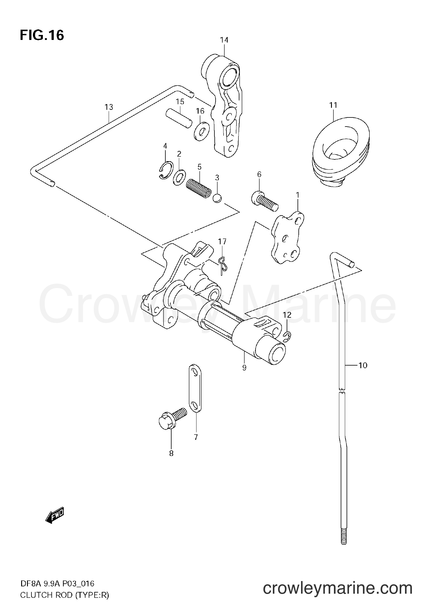 Suzuki Marine DF8A - CLUTCH ROD (TYPE:R)