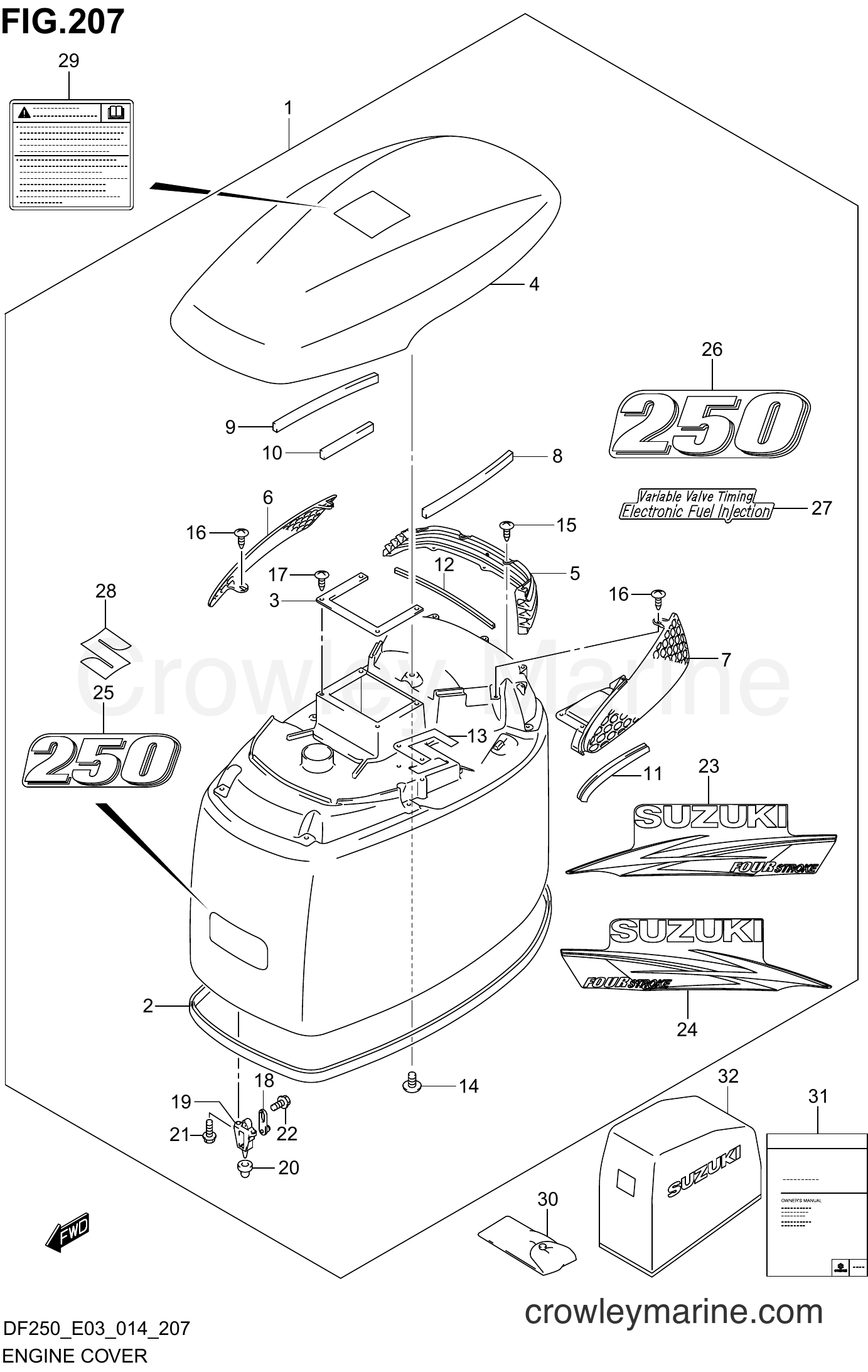 Suzuki Marine DF225 410001~ - ENGINE COVER (FOR 0EP)(DF250Z E03)