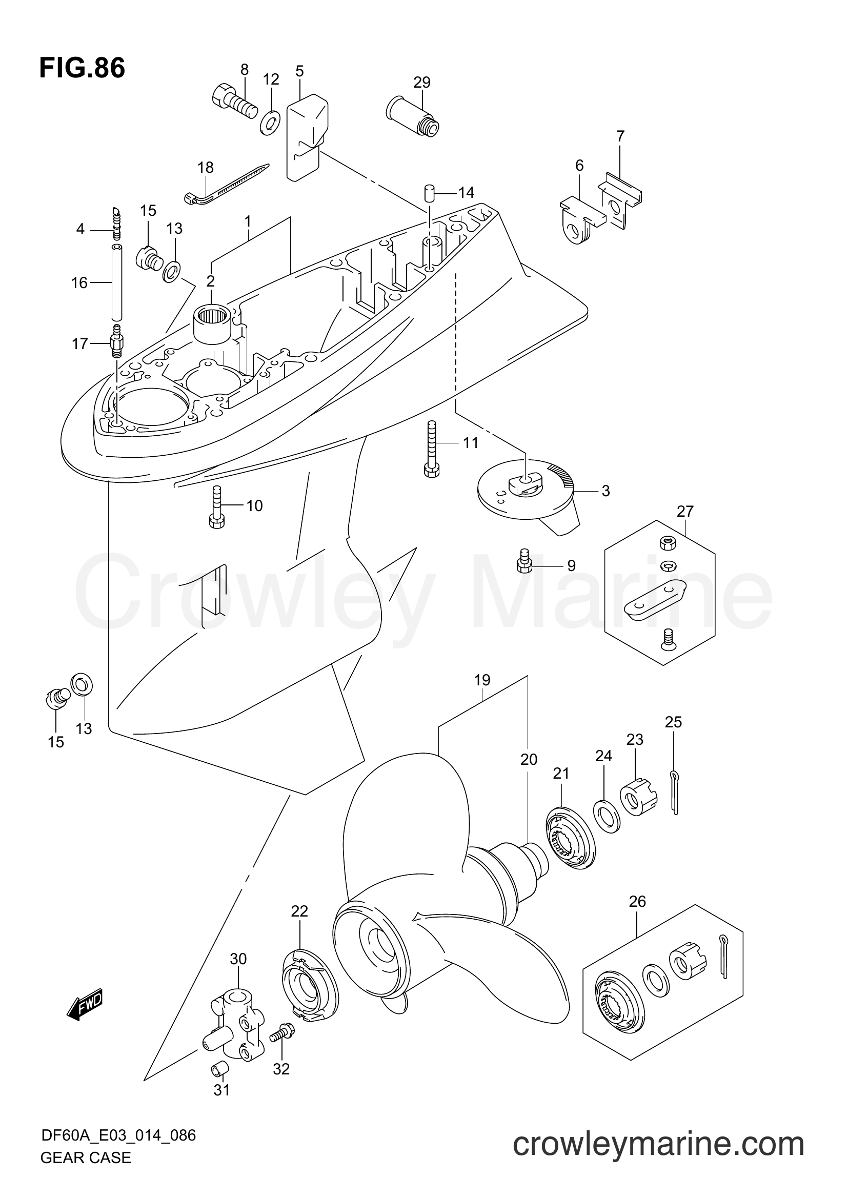 Suzuki Marine DF40A 410001~ - GEAR CASE (DF50AVT E03)
