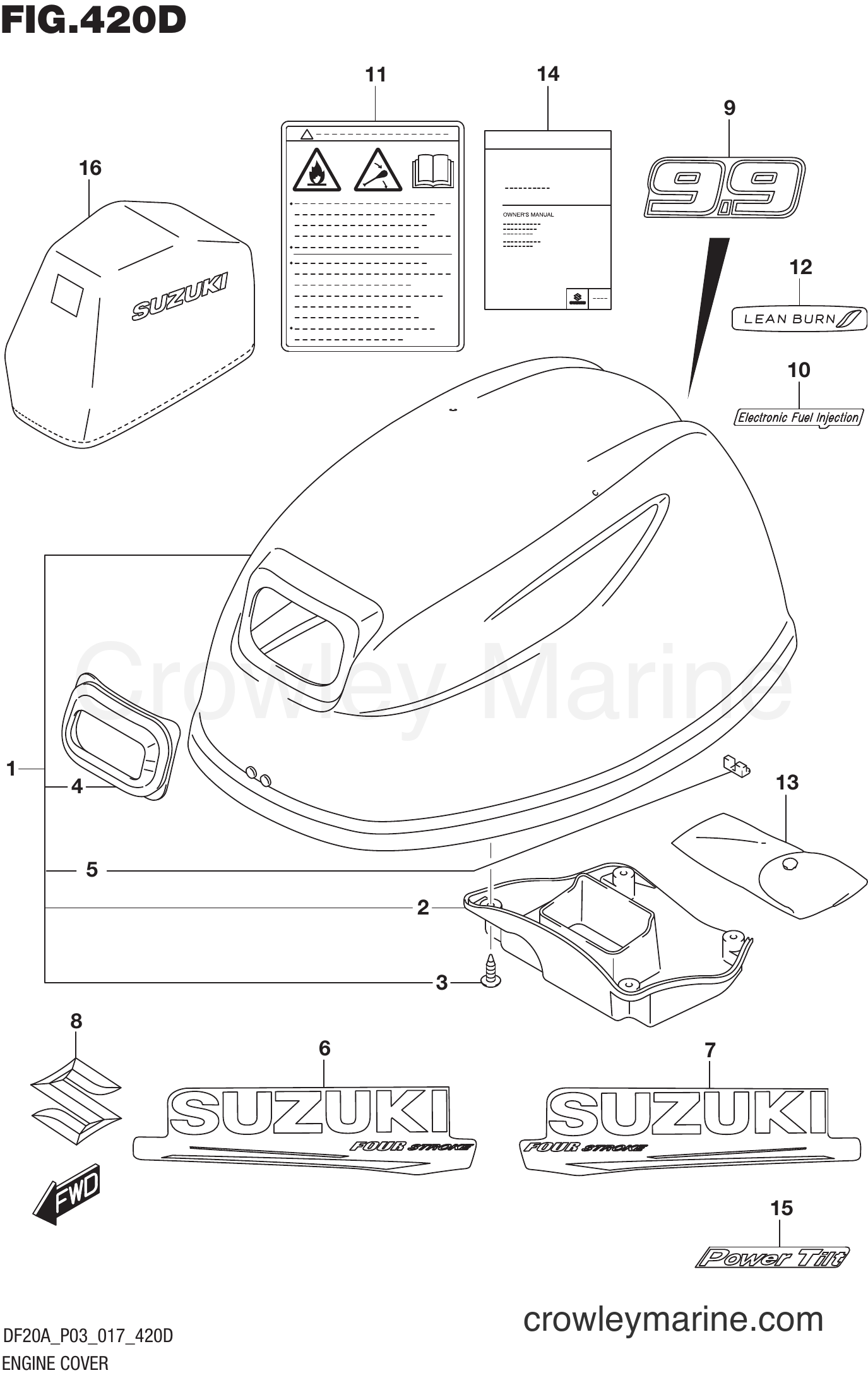 Suzuki Marine DF9.9BR 710001~ - ENGINE COVER (DF9.9BTH P03)