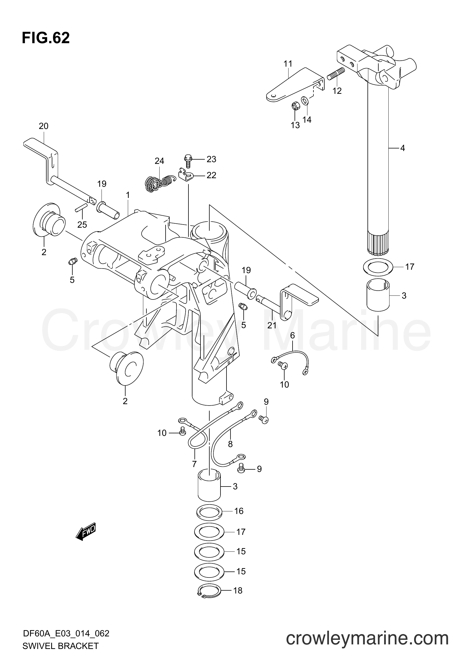 Suzuki Marine DF60A 410001~ - SWIVEL BRACKET (DF40A E03)