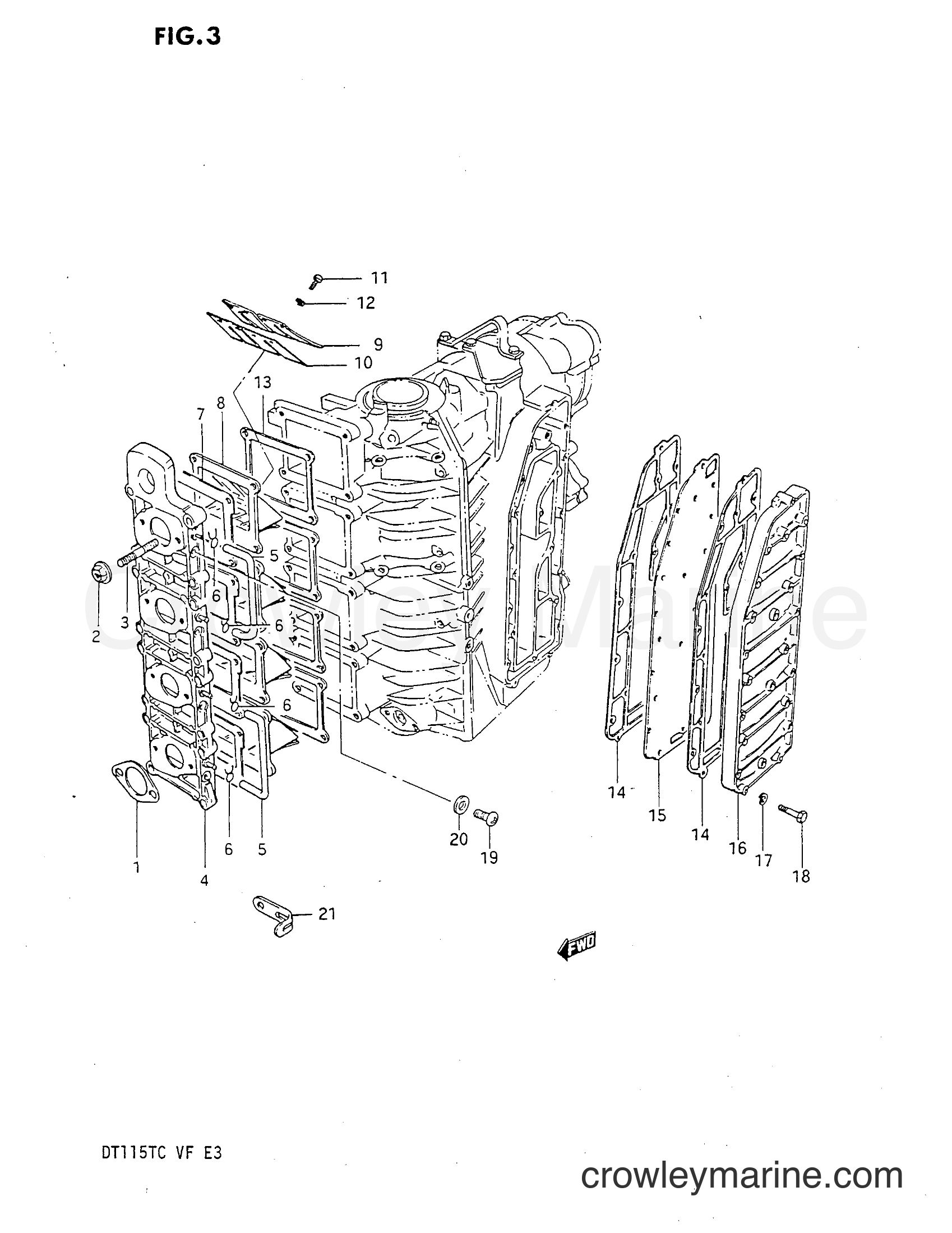 1983 Two-Stroke Outboard 115 - DT115 - INLET - EXHAUST COVER