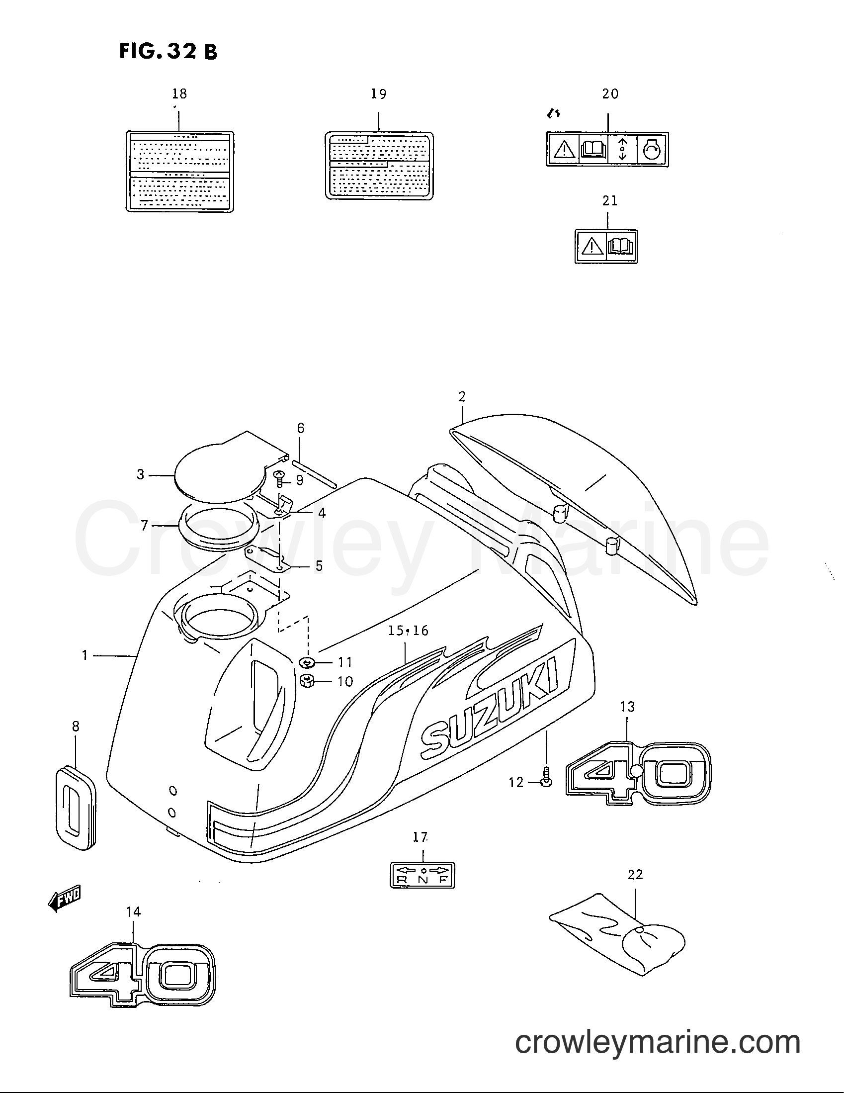 Suzuki Marine DT40C - ENGINE COVER (MODEL:97,98)