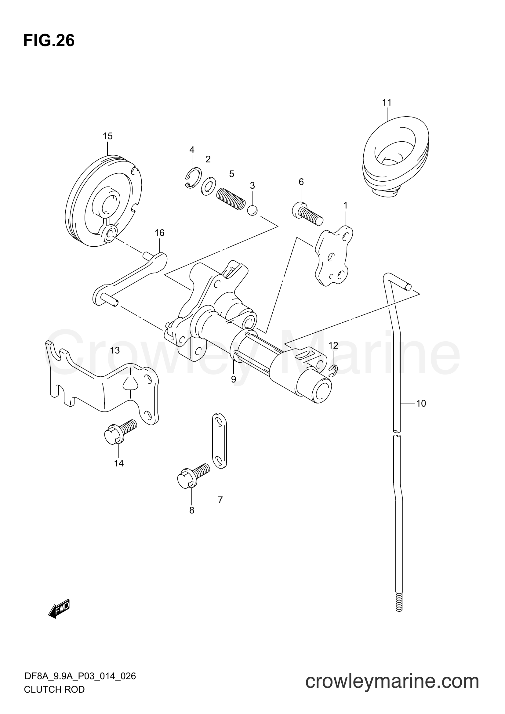 CLUTCH ROD (DF8A P03) Serial Range FourStroke Outboard 8 DF8A 410001 Crowley Marine