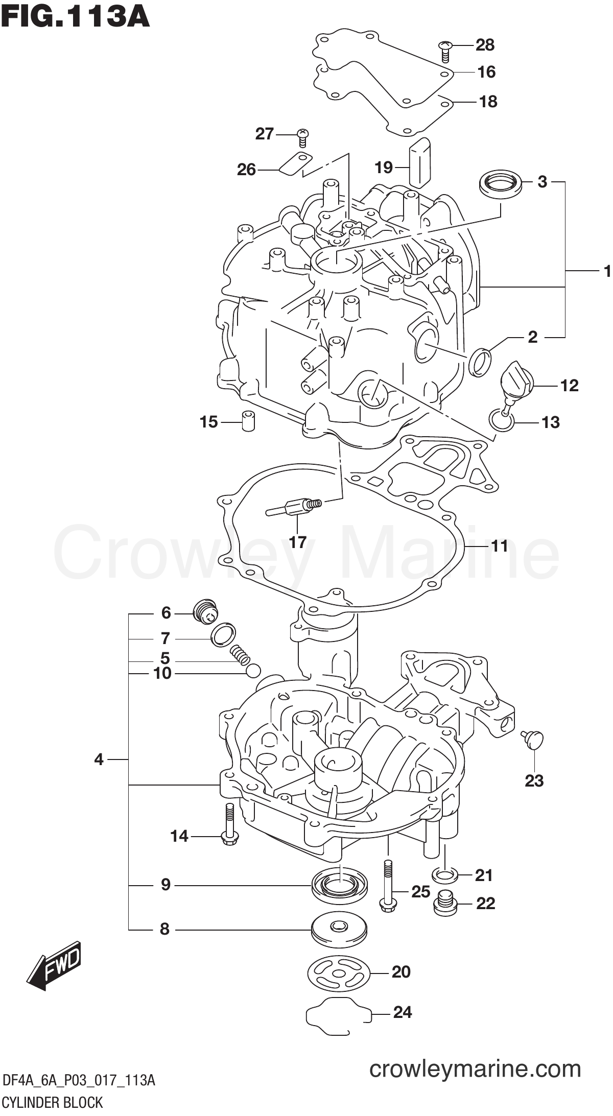 Suzuki Marine DF4A 710001~ - CYLINDER BLOCK