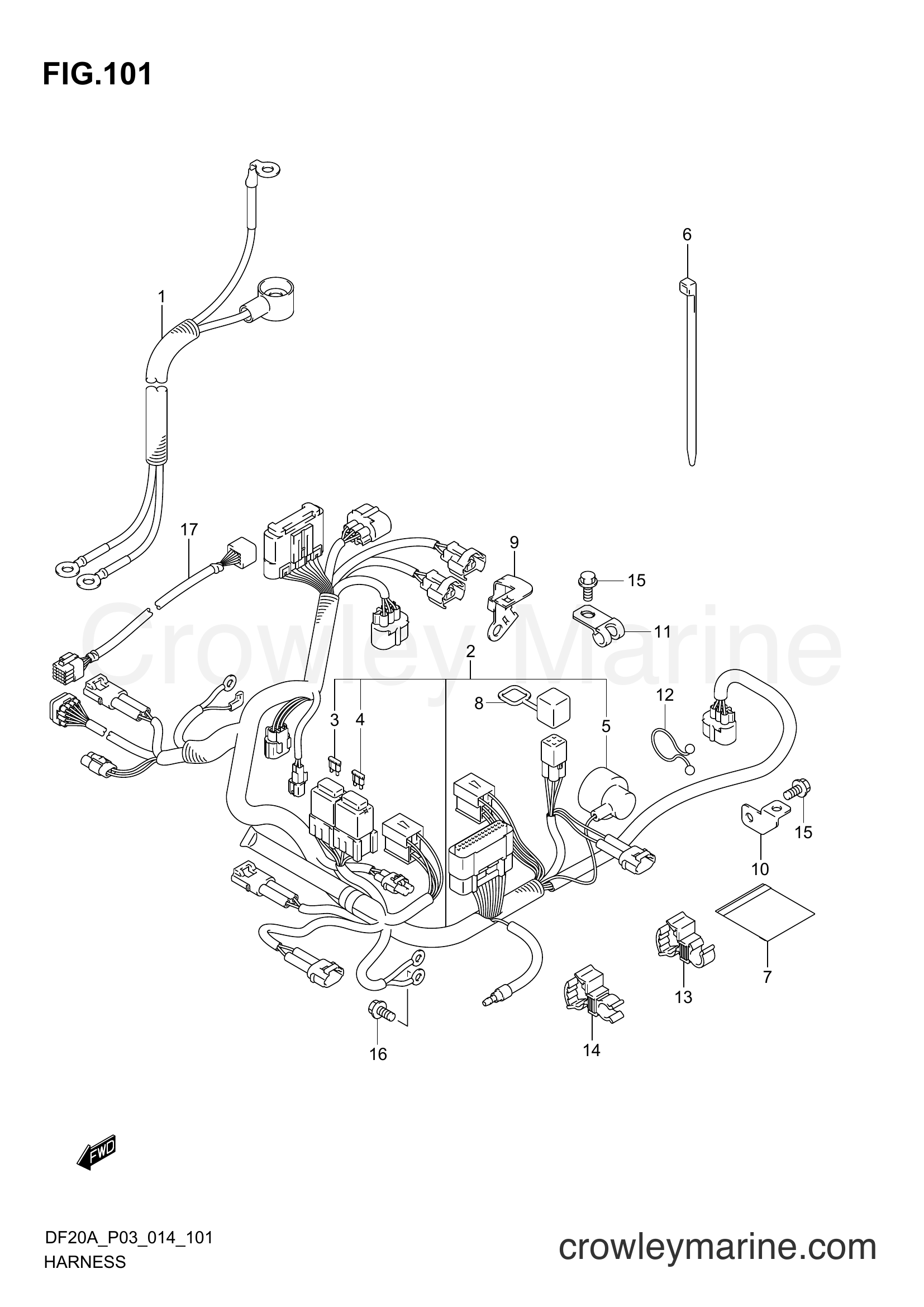 Suzuki Marine DF9.9B 02002F-410001~ - HARNESS (DF20AR P03)