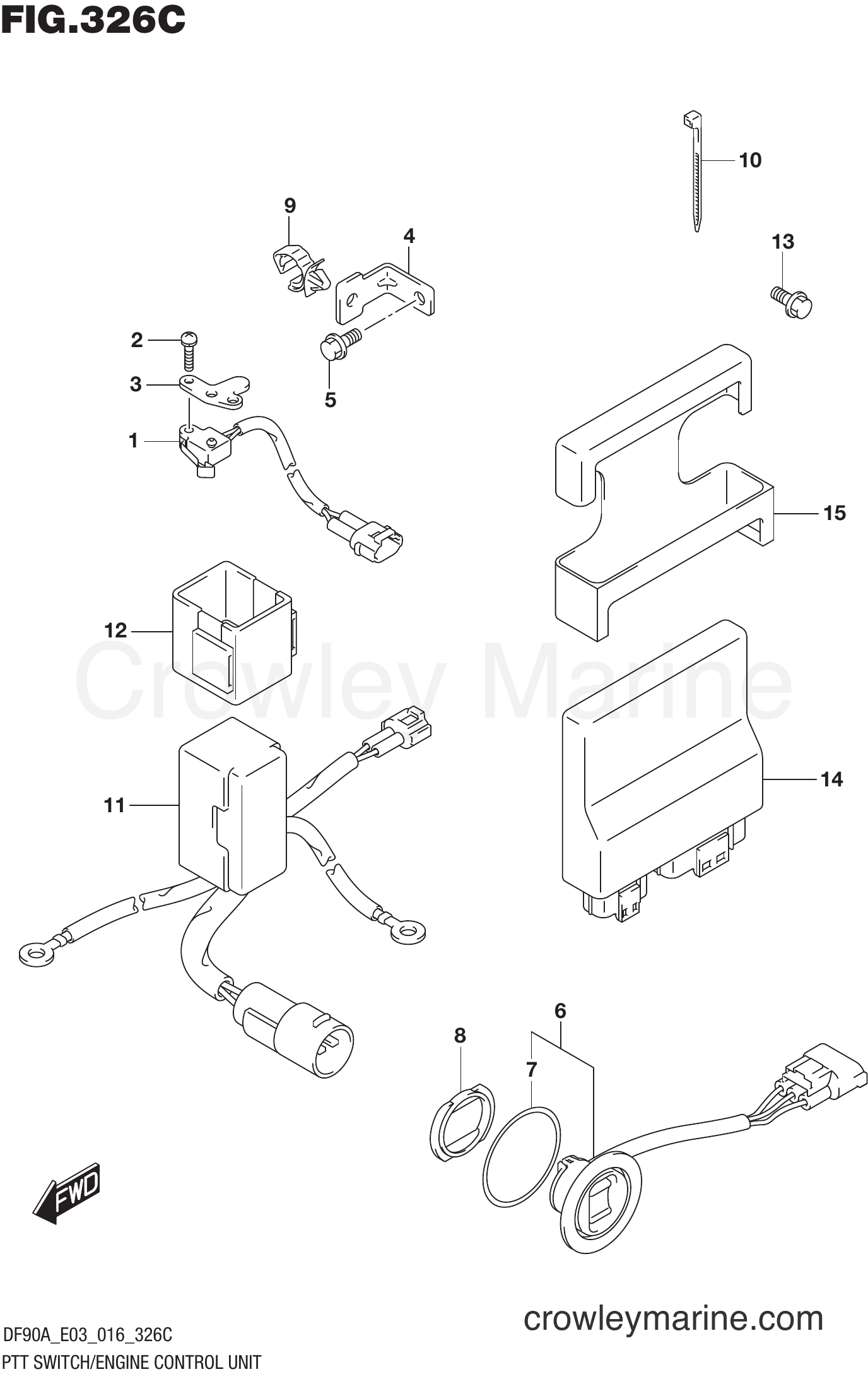 PTT SWITCH/ENGINE CONTROL UNIT (DF90A E03) Serial Range FourStroke