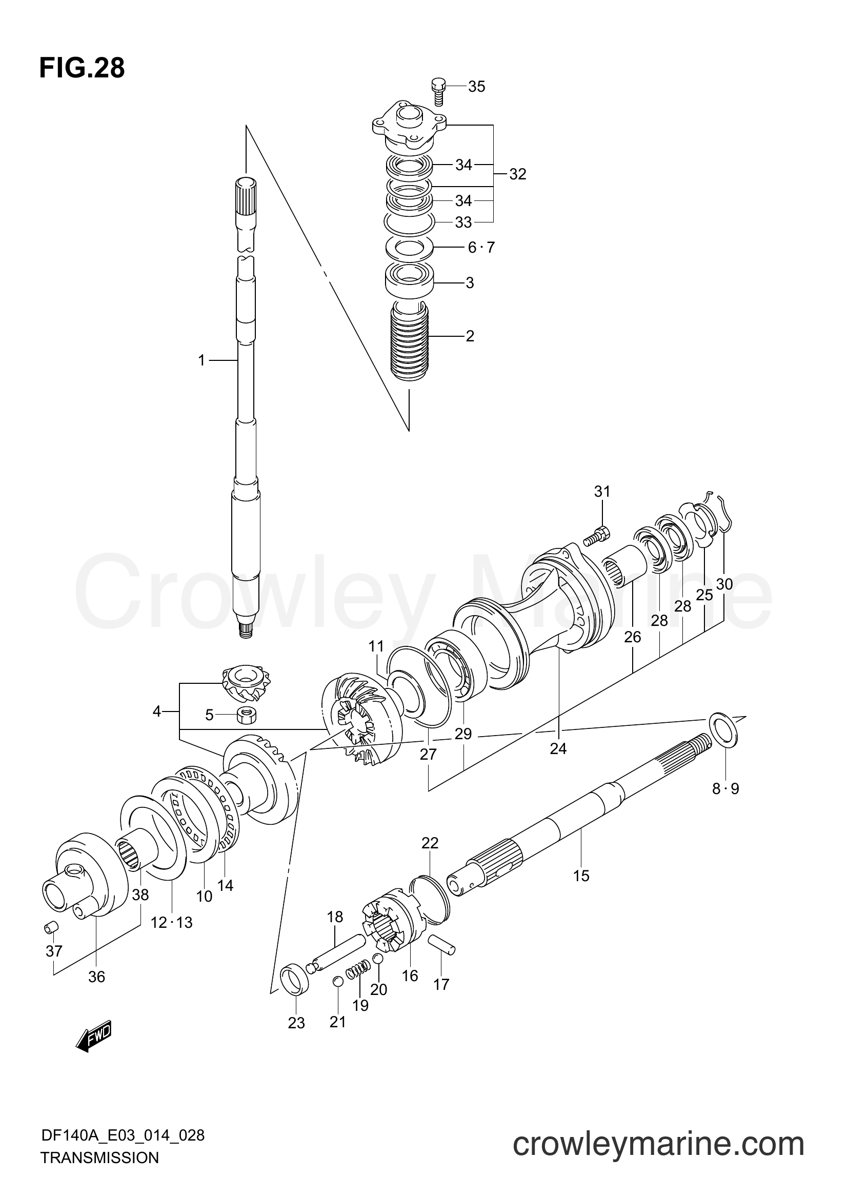 Suzuki Marine DF100 410001~ - TRANSMISSION (DF115AT E03)