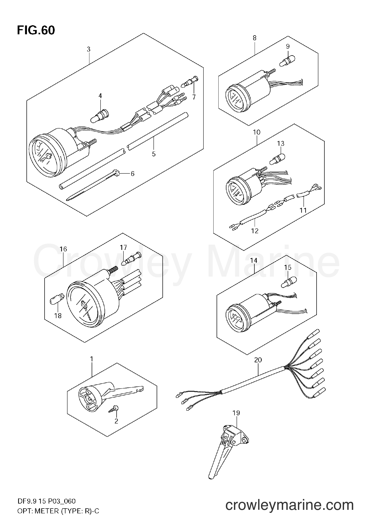 Suzuki Marine DF15 - OPT:METER (TYPE:R)