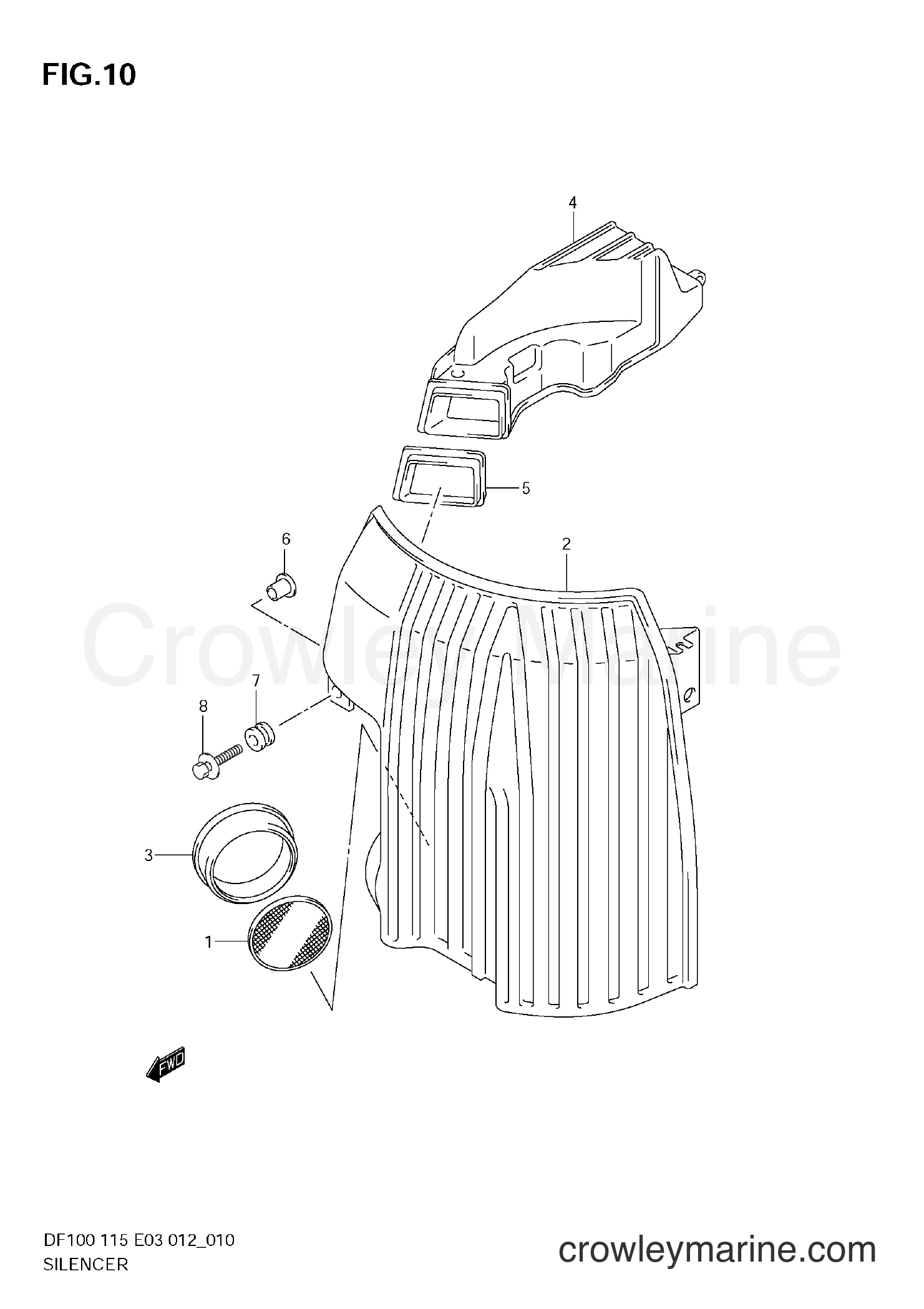 Suzuki Marine DF100 10002F-210001~ - SILENCER
