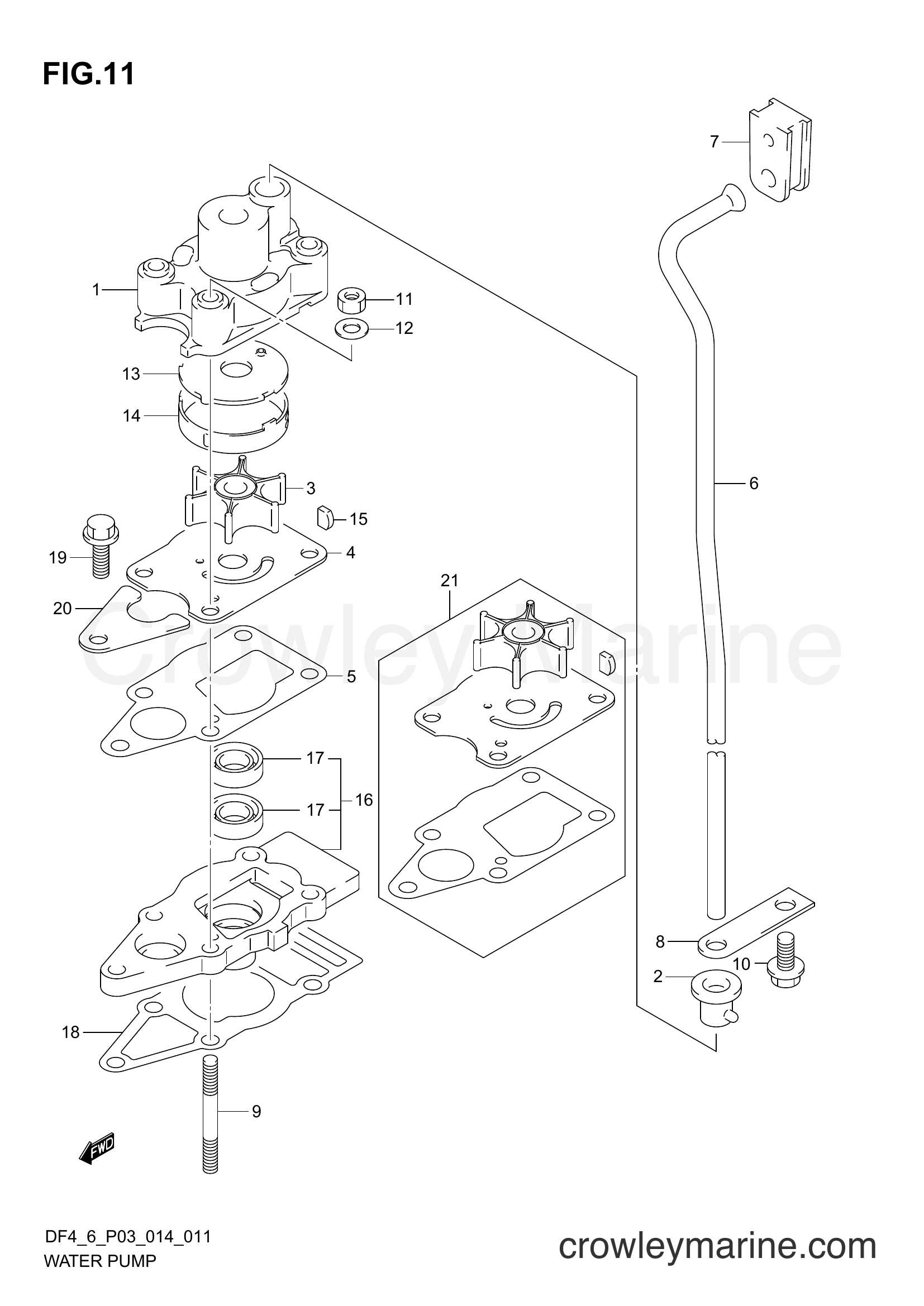 Suzuki Marine DF6 00602F-410001~ - WATER PUMP