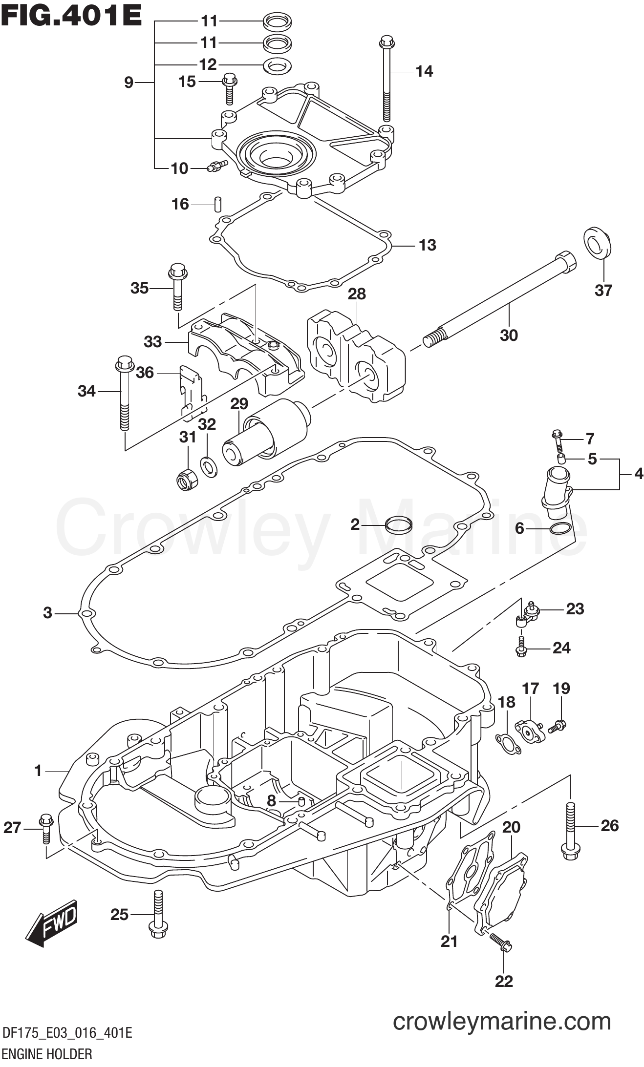 Suzuki Marine DF175ZG 610001~ - ENGINE HOLDER (DF175T E03)