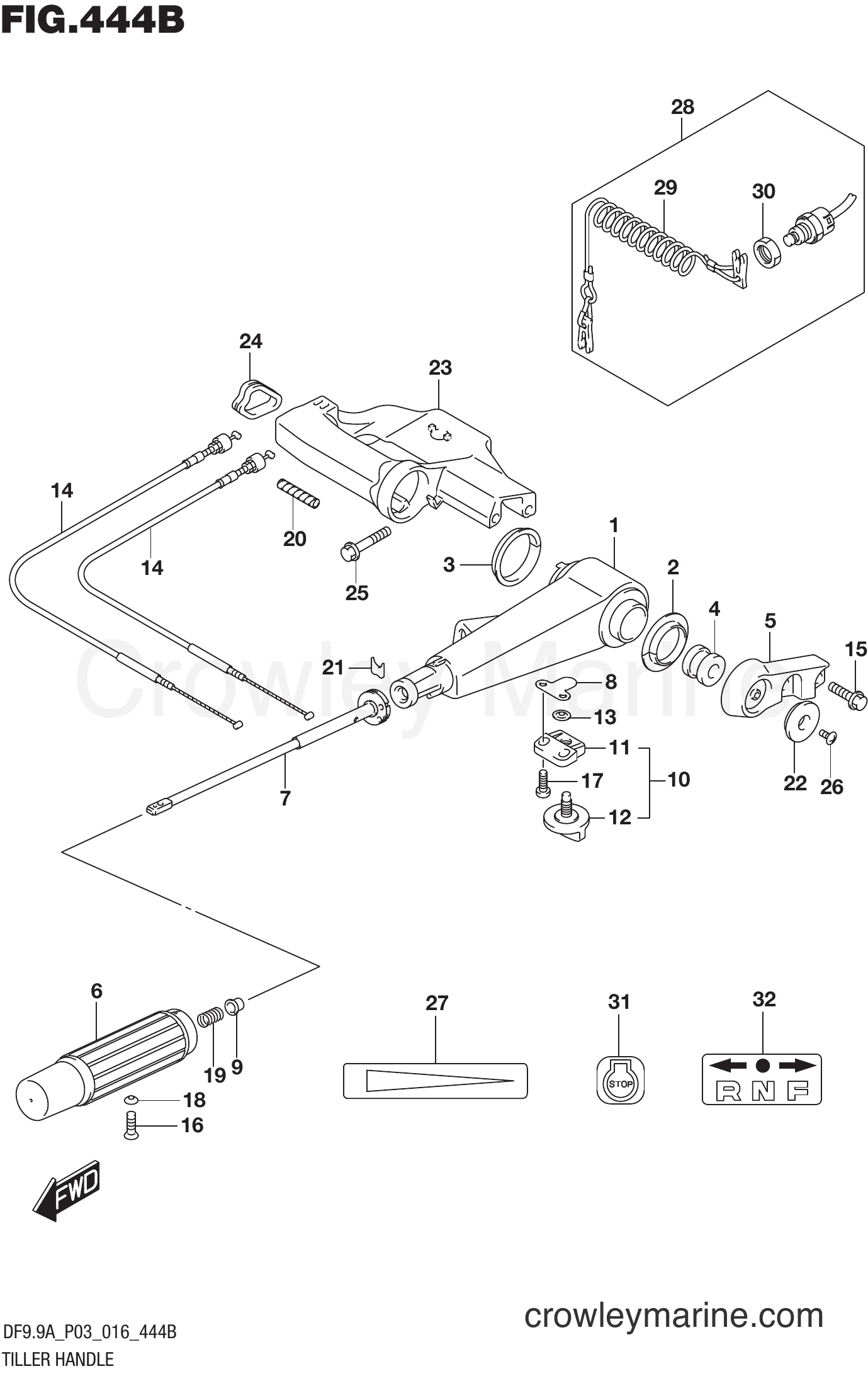 Suzuki Marine DF8AR 610001~ - TILLER HANDLE (DF9.9A P03)